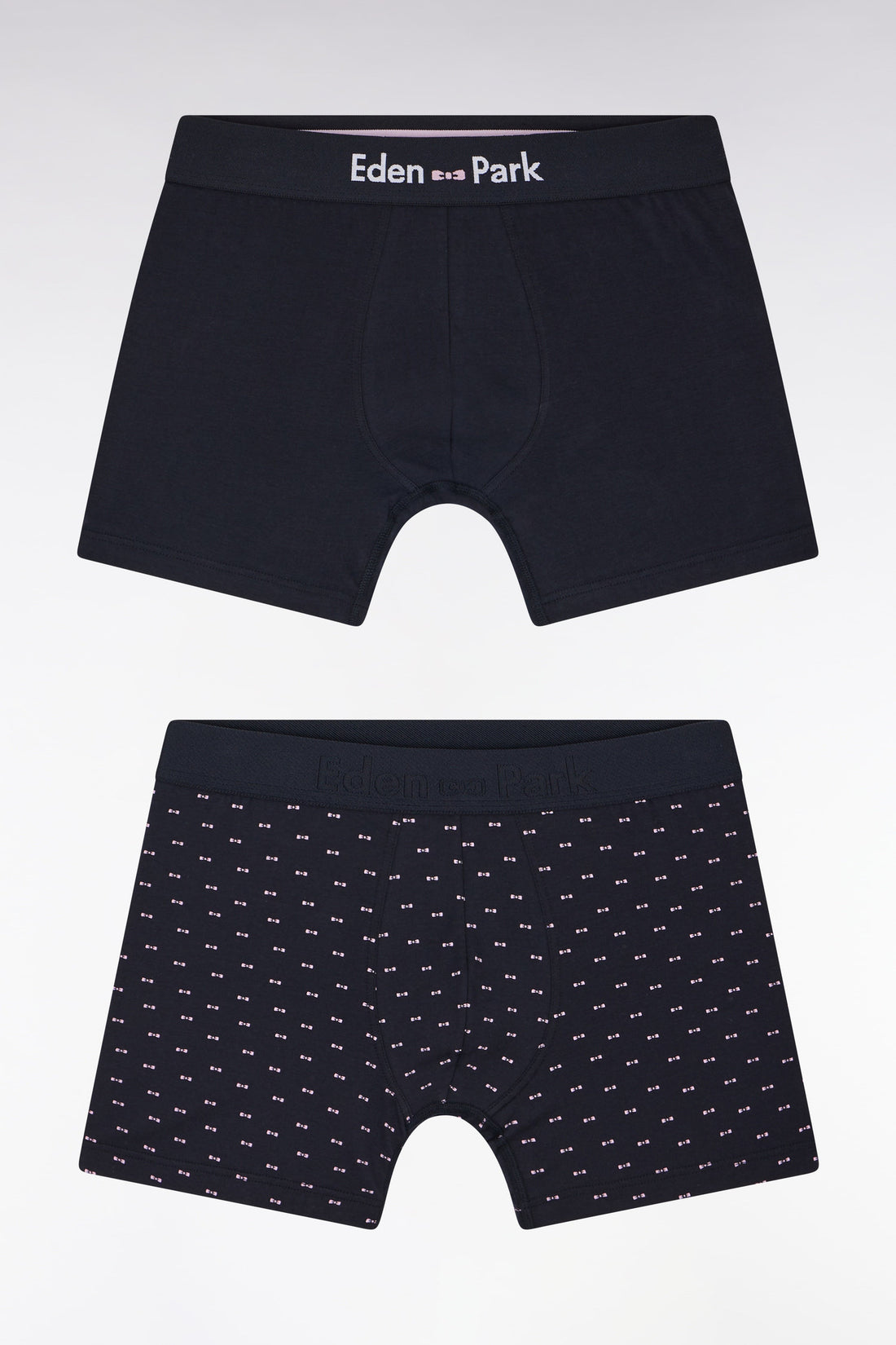 Eden Park_Pack of Plain and Printed Boxer Briefs in Navy Stretch Cotton Jersey_E25SVEPK0002_BLF_01