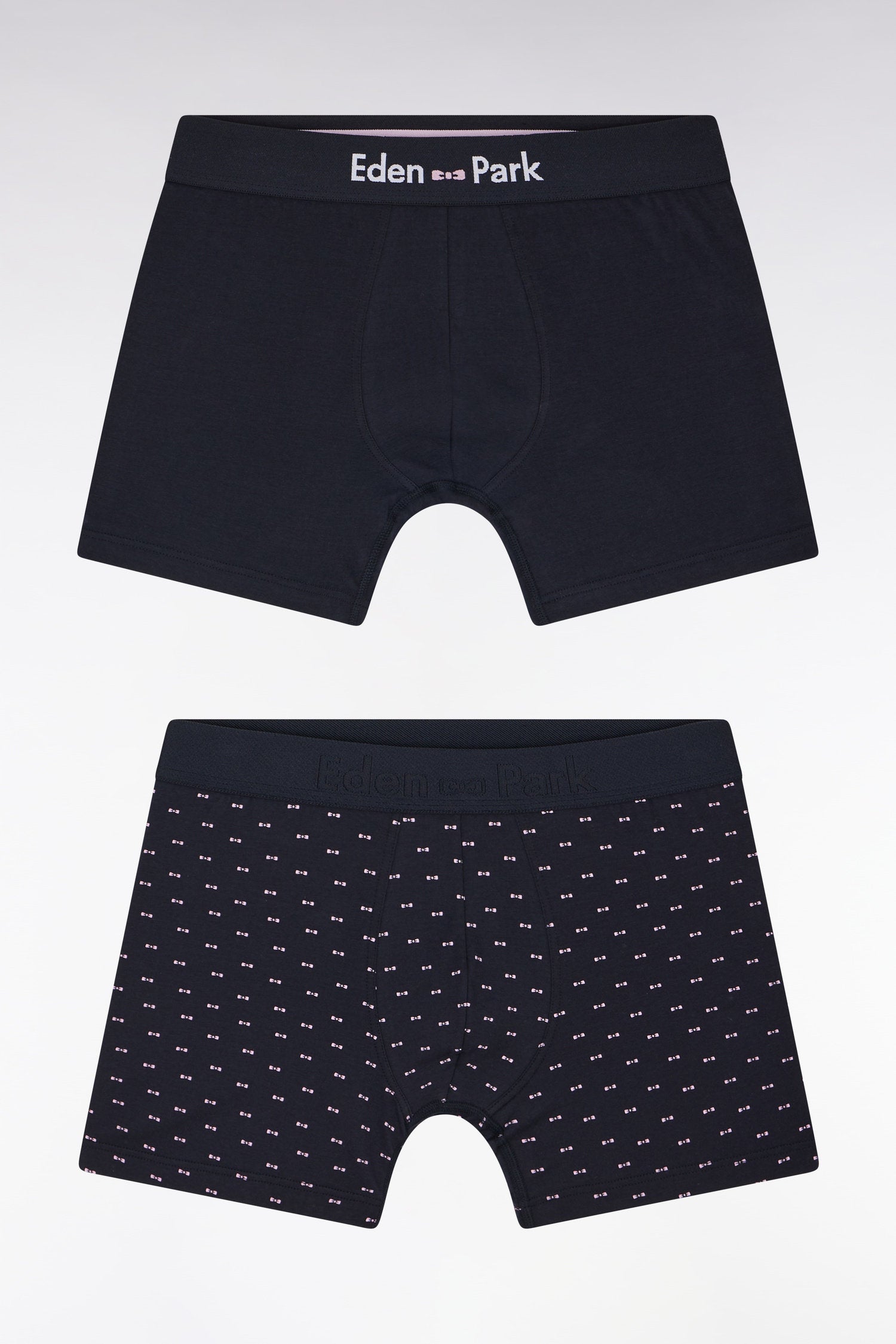 Eden Park_Pack of Plain and Printed Boxer Briefs in Navy Stretch Cotton Jersey_E25SVEPK0002_BLF_01