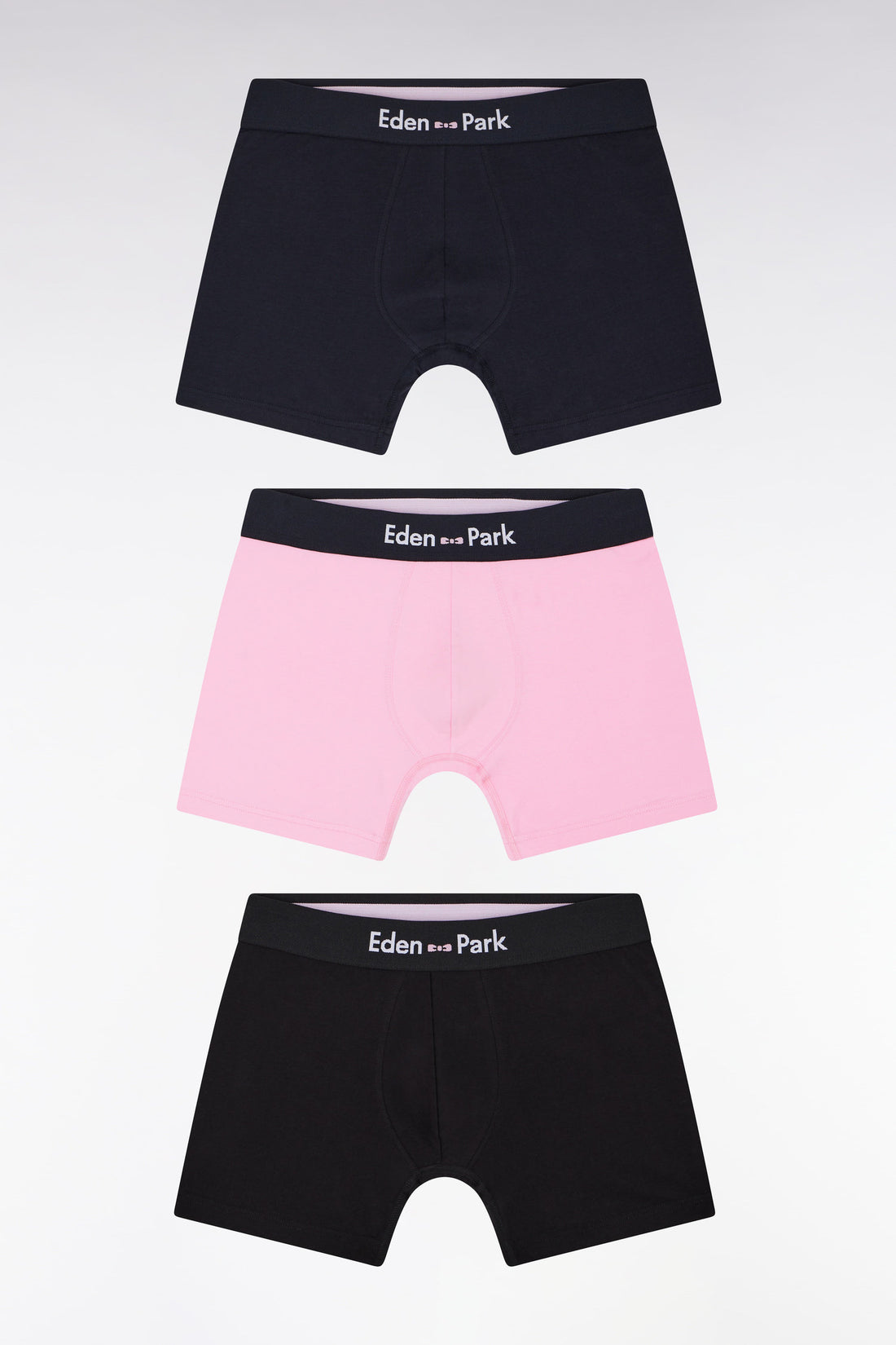Eden Park_Pack of Navy Black and White Plain Cotton Jersey Boxer Briefs_E25SVEPK0004_ROM_01