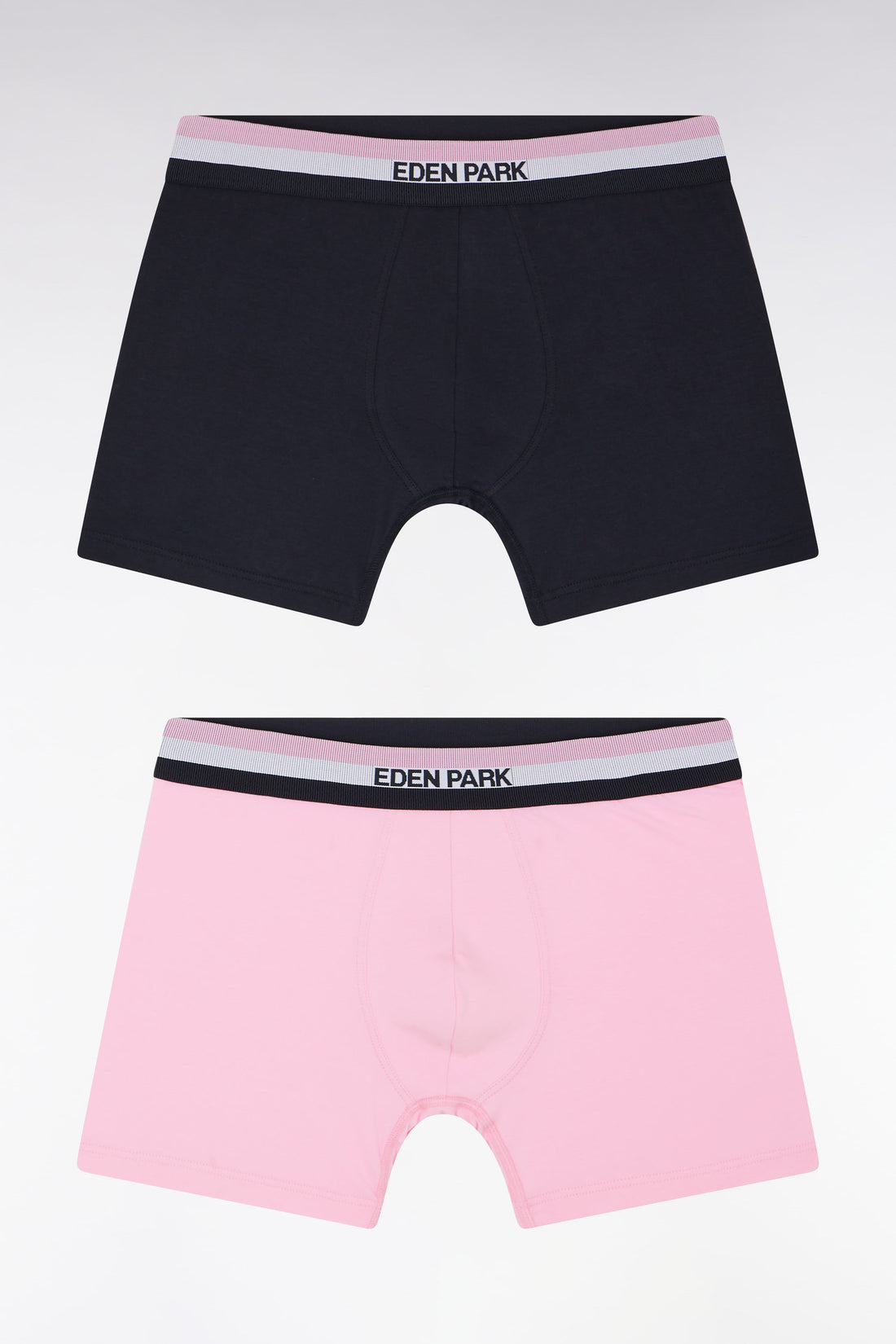 Eden Park_Pack of Navy and Pink Stretch Cotton Jersey Boxer Briefs with Tricolor Elastic Waistband_E25SVEPK0008_ROM_01