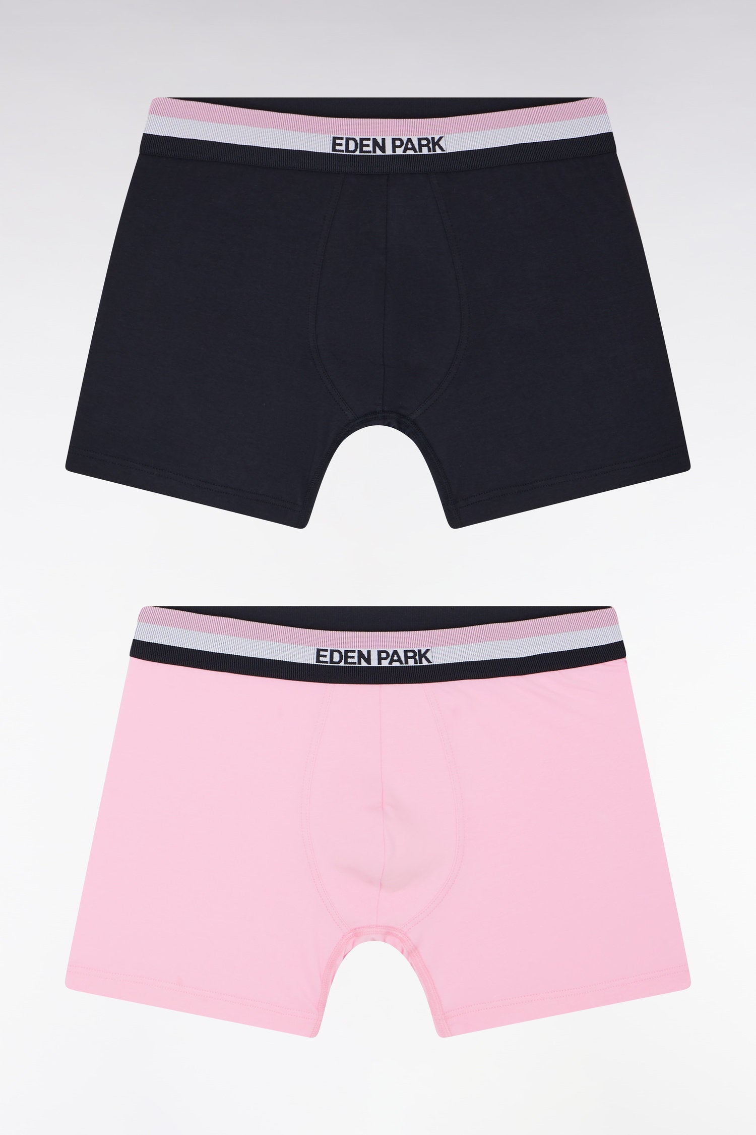 Eden Park_Pack of Navy and Pink Stretch Cotton Jersey Boxer Briefs with Tricolor Elastic Waistband_E25SVEPK0008_ROM_01