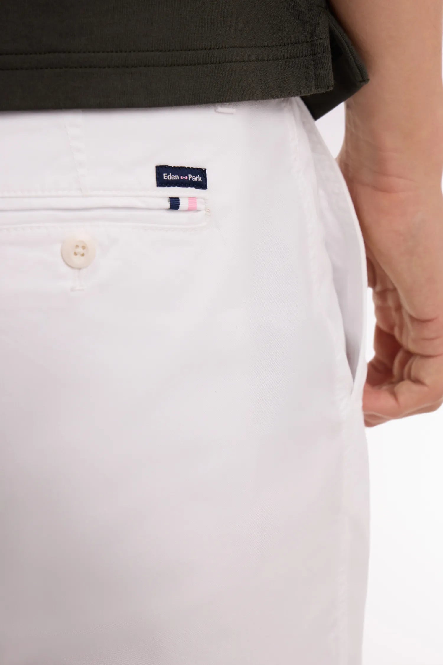 Eden Park 0 Men Regular-Fit Chino Pants in White Stretch Cotton SKU: E26BAS0C0001_BC Image 03