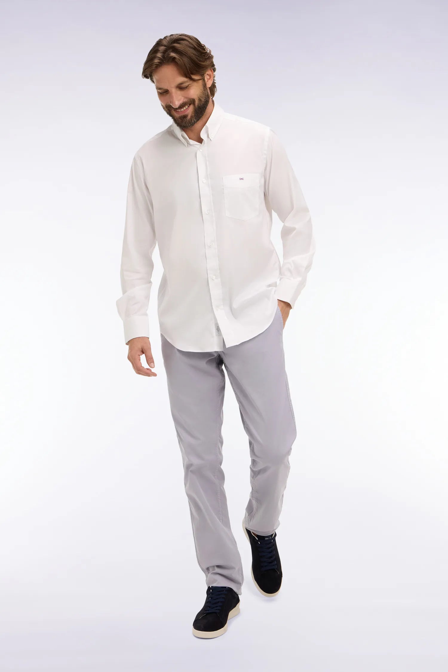Eden Park 0 Men Regular Chino Pants in Gray Stretch Cotton SKU: E26BAS0C0001_GRM20 Image 04