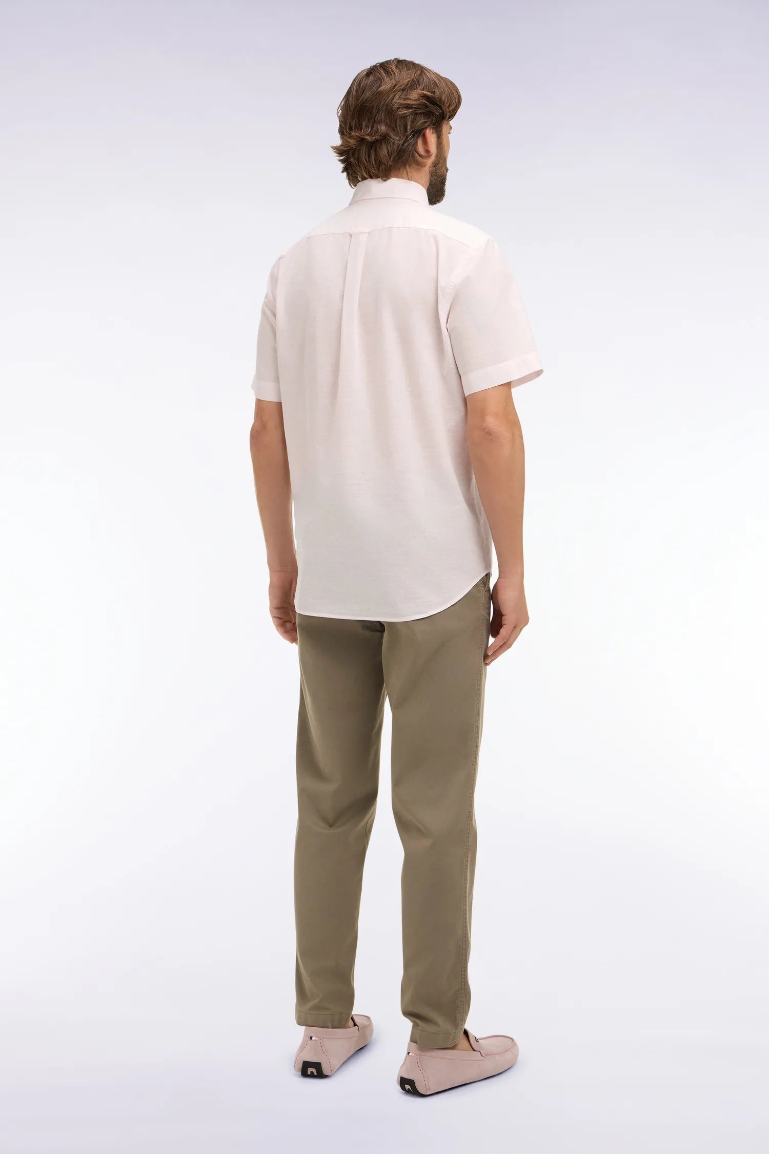 Eden Park Brown Men Beige Cotton and Lyocell Elastic Waist Chino Pants SKU: E26BAS0C0004_BEM Image 03
