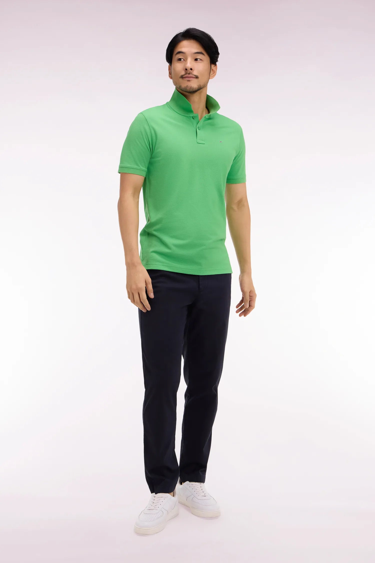 Eden Park Navy Blue Men Navy Cotton and Lyocell Elastic Waist Chino Pants SKU: E26BAS0C0004_BLF Image 01
