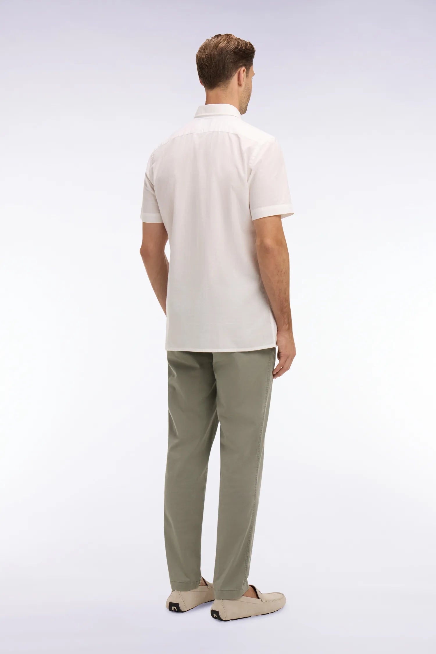 Eden Park Khaki Men Khaki Cotton and Lyocell Elastic Waist Chino Pants SKU: E26BAS0C0004_KAM24 Image 05