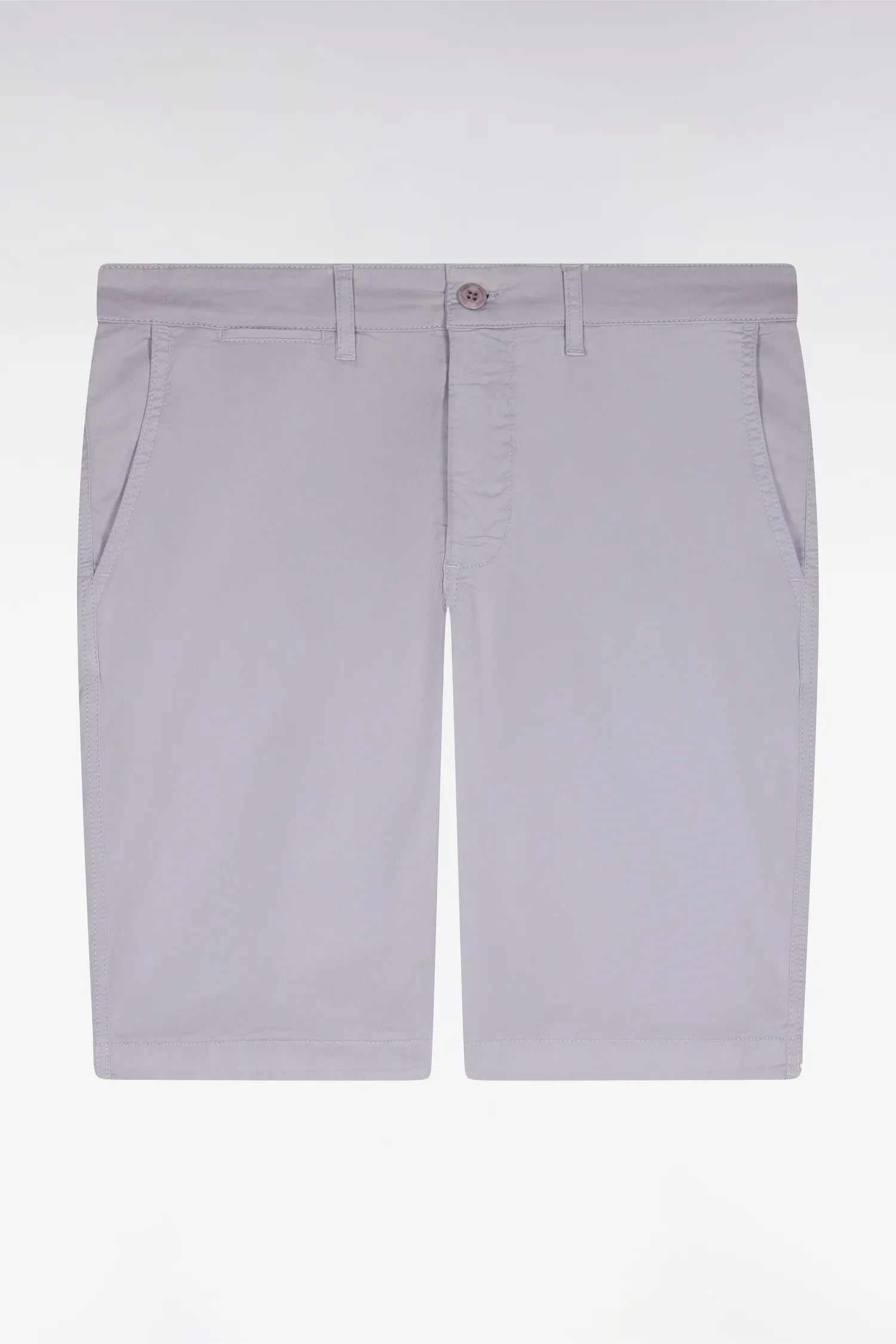Eden Park Grey Men Chino Bermuda Shorts in Grey Stretch Gabardine SKU: E26BASBE0001_GRM20 Image 02