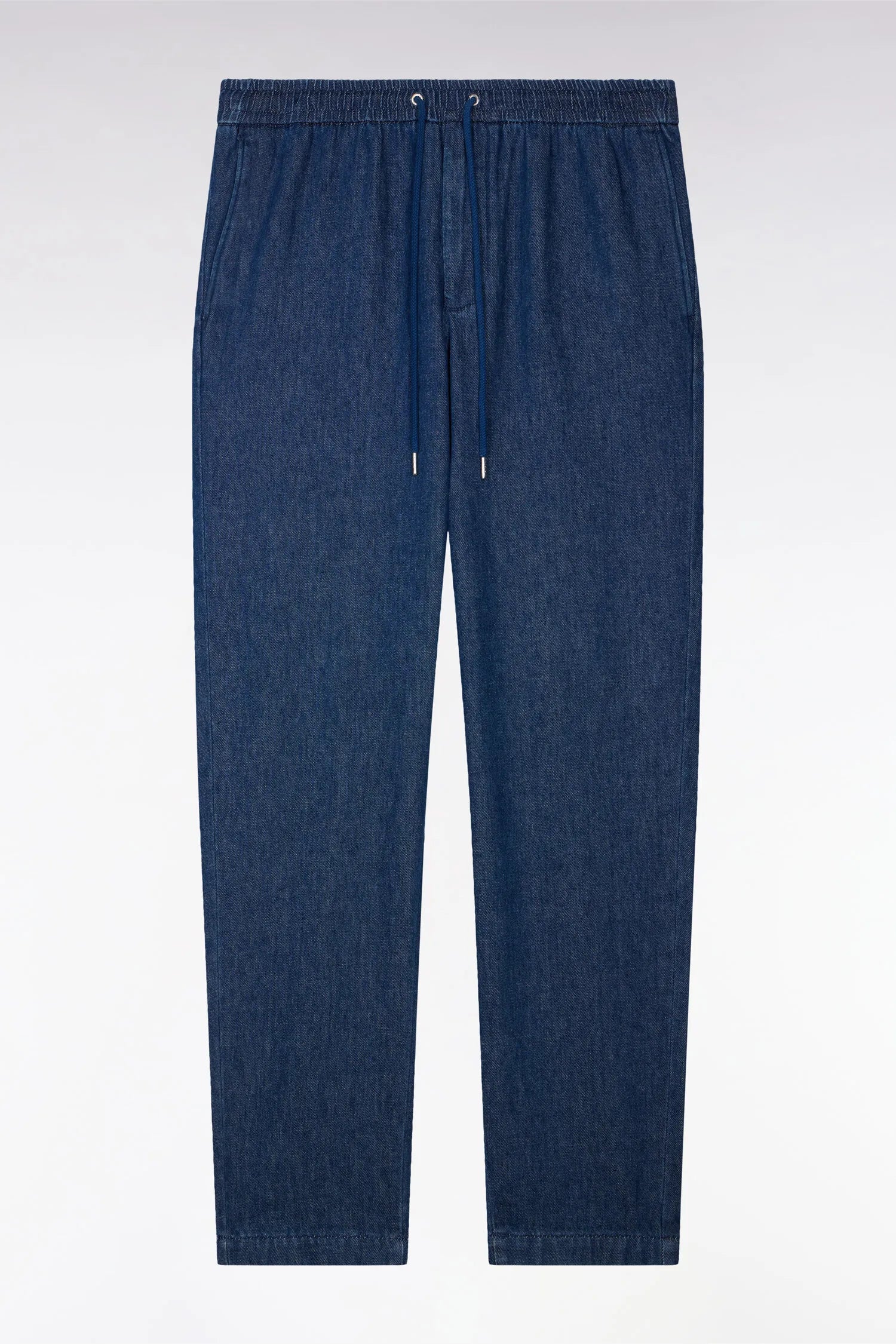 Eden Park Navy Blue Men Modern Fit Blue Chambray Elasticated Waist Pants SKU: E26BASPA0001_BLF Image 02