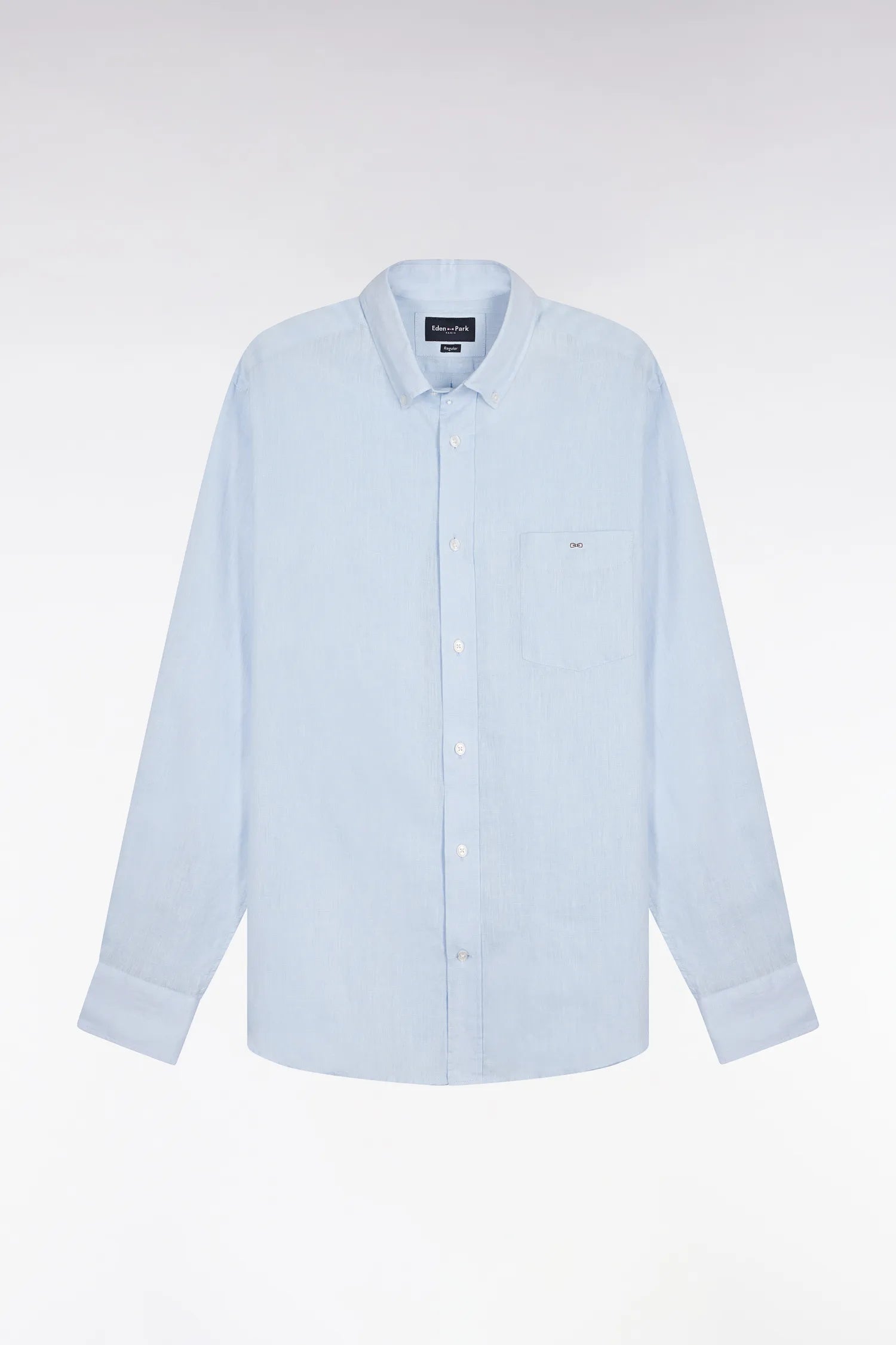 Eden Park Sky Blue Men Straight-Cut Sky Blue Linen Shirt SKU: E26CHECL0001_BLC25 Image 02