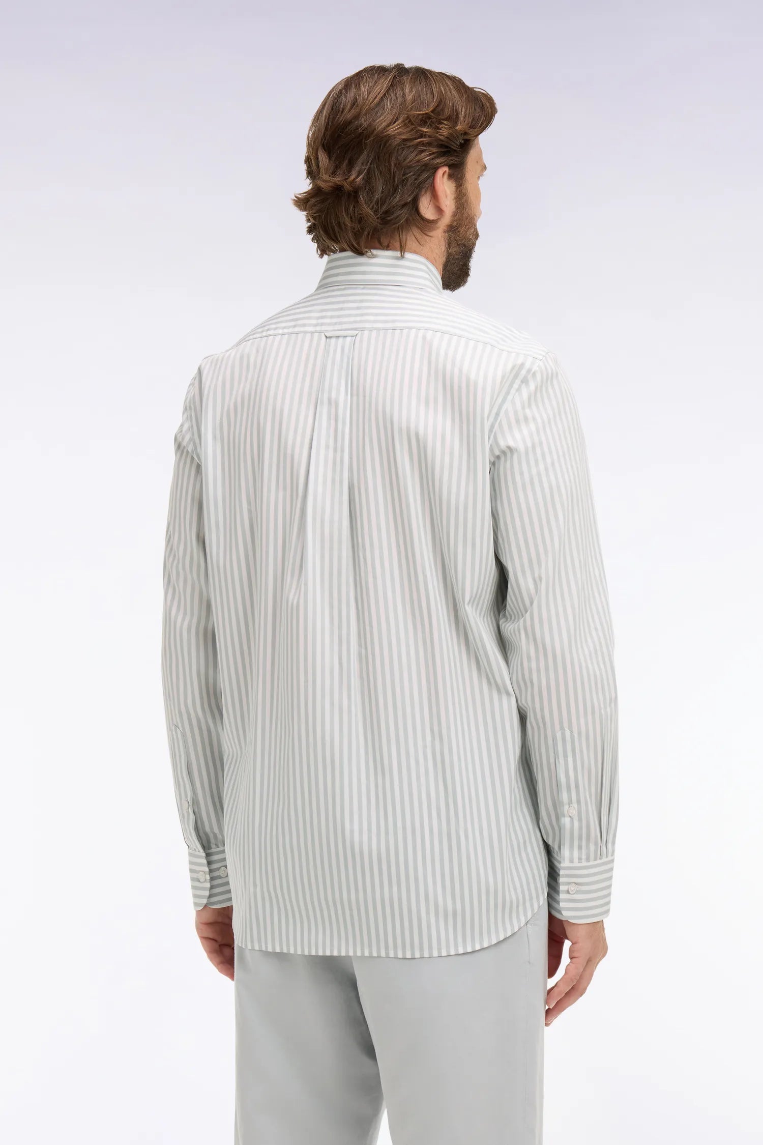 Eden Park Sky Blue Men Sky Blue Cotton Shirt with Stick Stripes SKU: E26CHECL0004_BLC6 Image 05