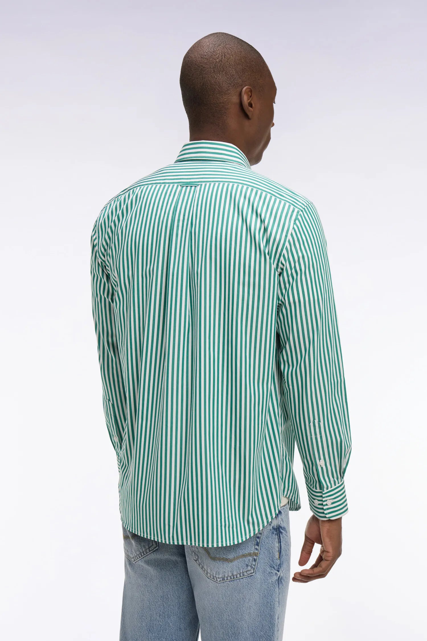 Eden Park Green Men Green Cotton Shirt with Stick Stripes SKU: E26CHECL0004_VEM41 Image 05