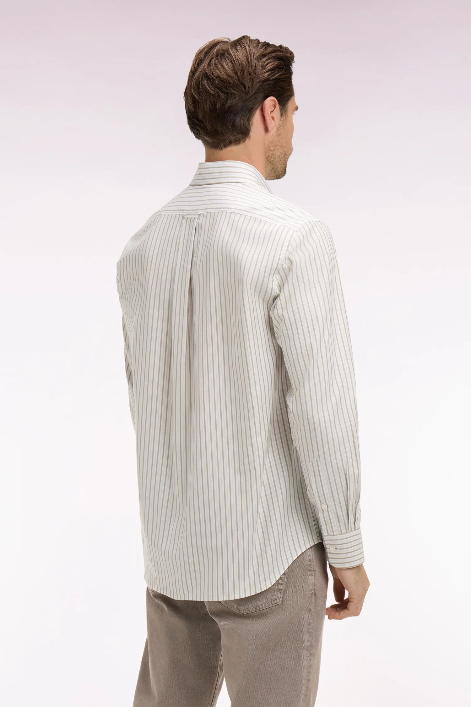 Eden Park 0 Men Regular Fit Pinpoint Striped Cotton Shirt SKU: E26CHECL0006_BLC25 Image 04