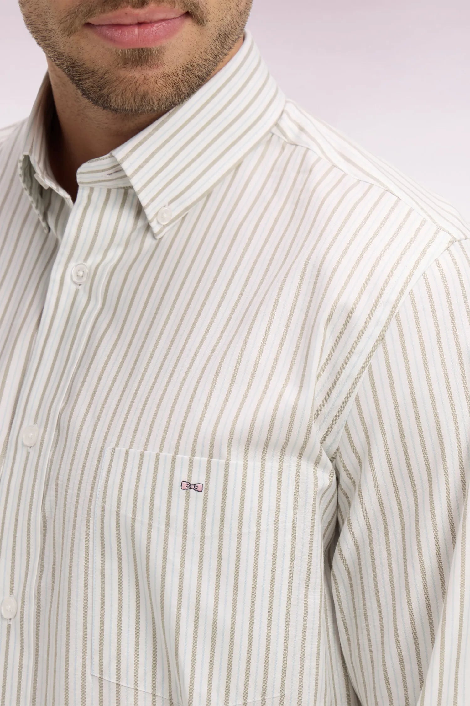 Eden Park Sky Blue Men Regular-Fit Sky-Striped Pinpoint Cotton Shirt SKU: E26CHECL0006_BLC25 Image 04