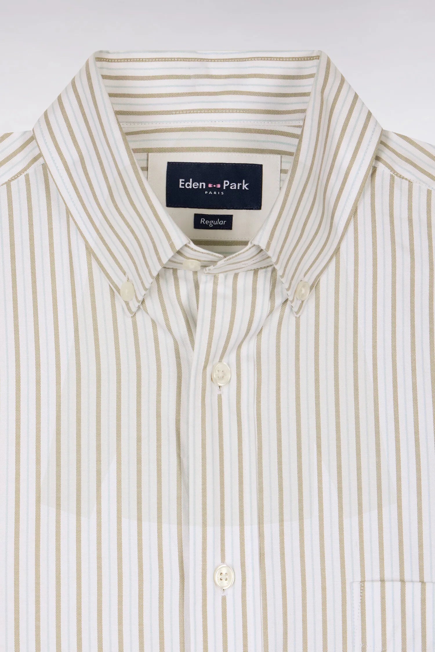 Eden Park Sky Blue Men Regular-Fit Sky-Striped Pinpoint Cotton Shirt SKU: E26CHECL0006_BLC25 Image 06