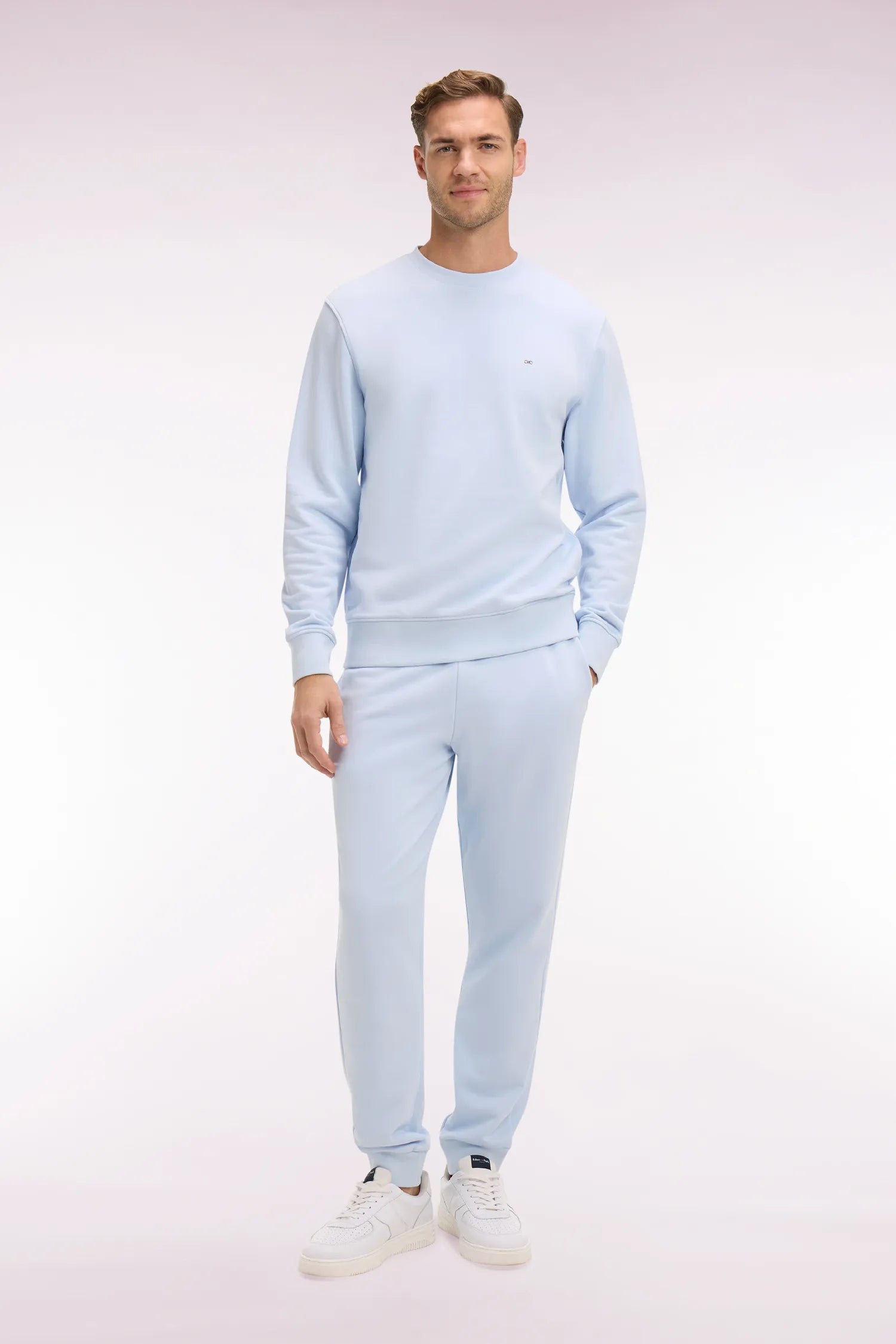 Eden Park 0 Men Plain Sky Blue Cotton Fleece Joggers SKU: E26MAIJO0003_BLC25 Image 01