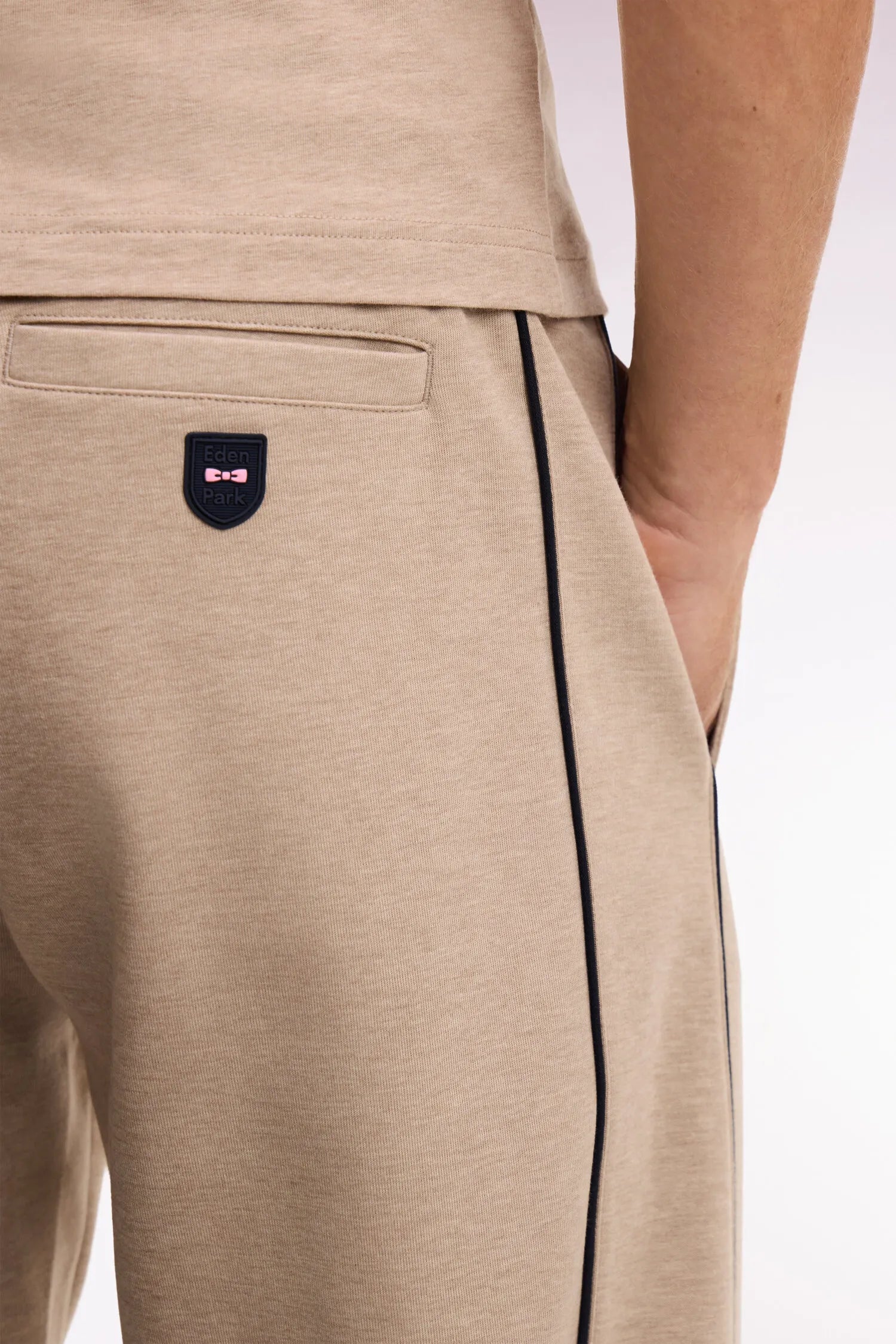 Eden Park 0 Men Regular Fit Beige Cotton Blend Jogging Pants SKU: E26MAIJO0005_BEC13 Image 03