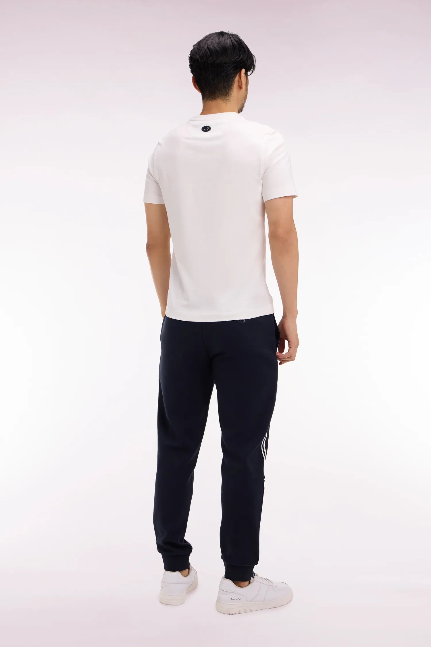 Eden Park 0 Men Regular Fit Navy Cotton Blend Joggers with Contrasting Panels SKU: E26MAIJO0007_BLF Image 04