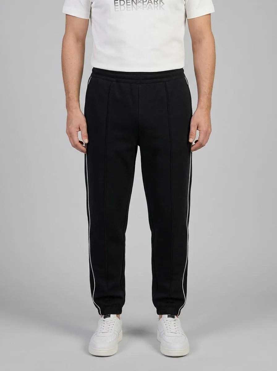 Eden Park 0 Men Regular Fit Black Interlock Jogging Pants with Contrasting Panels SKU: E26MAIJO0008_NO Image 00