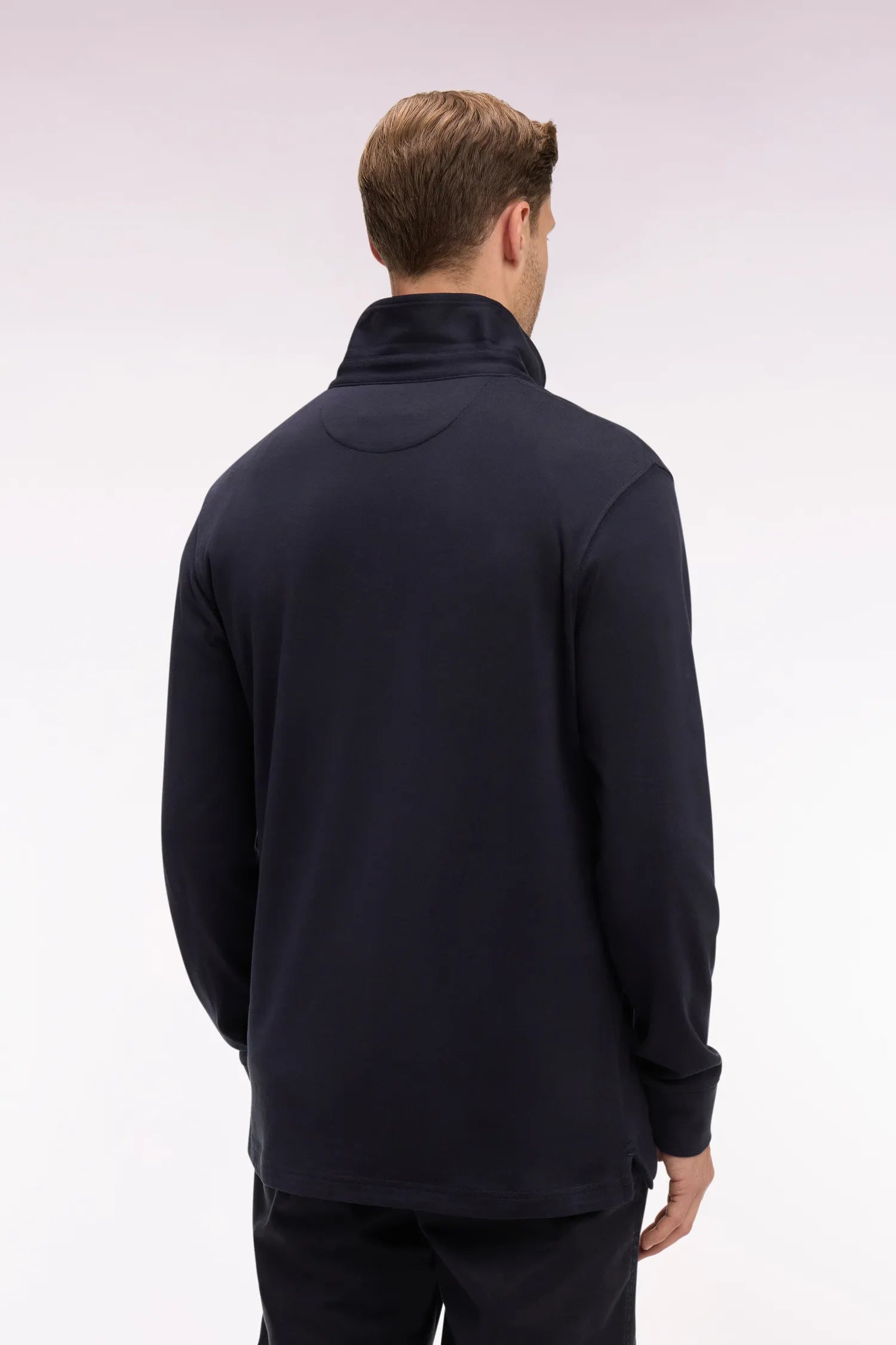 Eden Park Navy Blue Men Short-Sleeved Polo Shirt in Navy Stretch Cotton Pique Slim Fit SKU: E26MAIPC0001_BLF Image 05