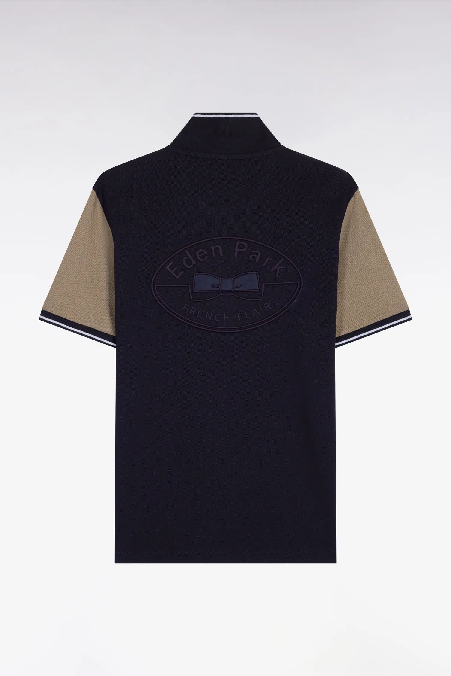Eden Park Khaki Men Short-Sleeved Polo Shirt in Navy and Khaki Cotton SKU: E26MAIPC0014_BEF3 Image 02