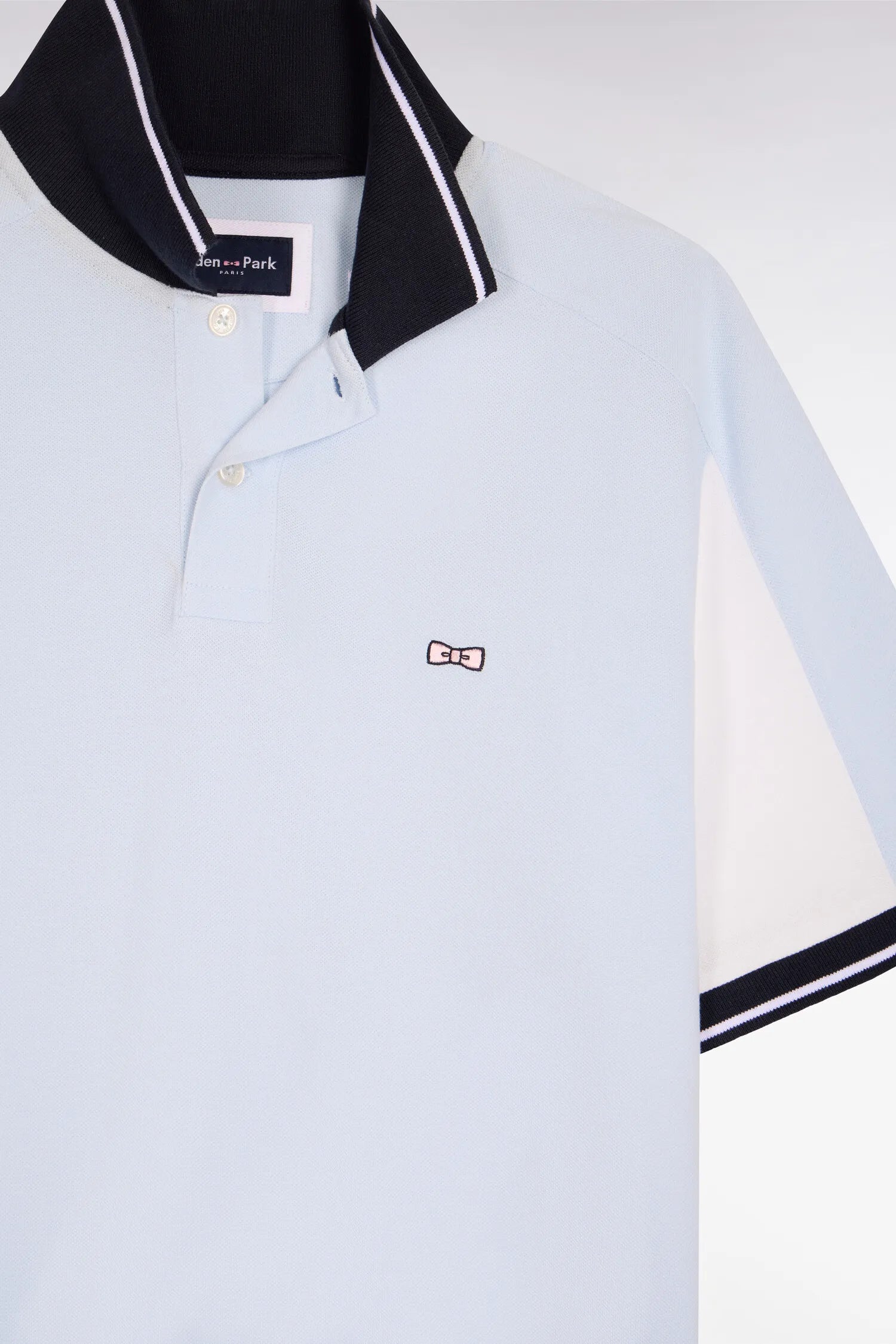 Eden Park 0 Men Short-Sleeved Polo Shirt in Sky Blue Embroidered Cotton SKU: E26MAIPC0021_BLC25 Image 06