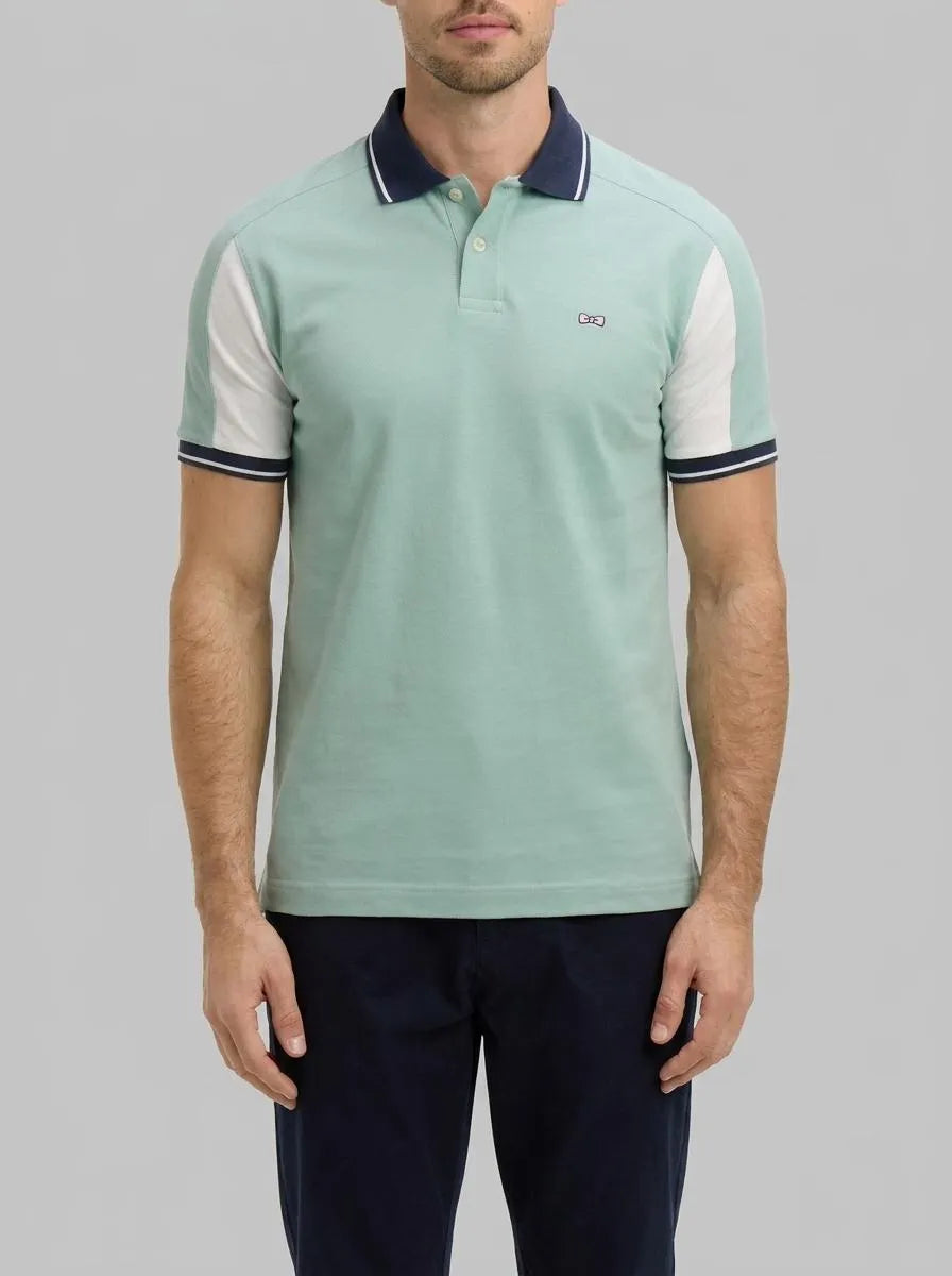 Eden Park 0 Men Short-Sleeved Polo Shirt in Light Green Cotton with Embroidery SKU: E26MAIPC0021_VEM39 Image 00