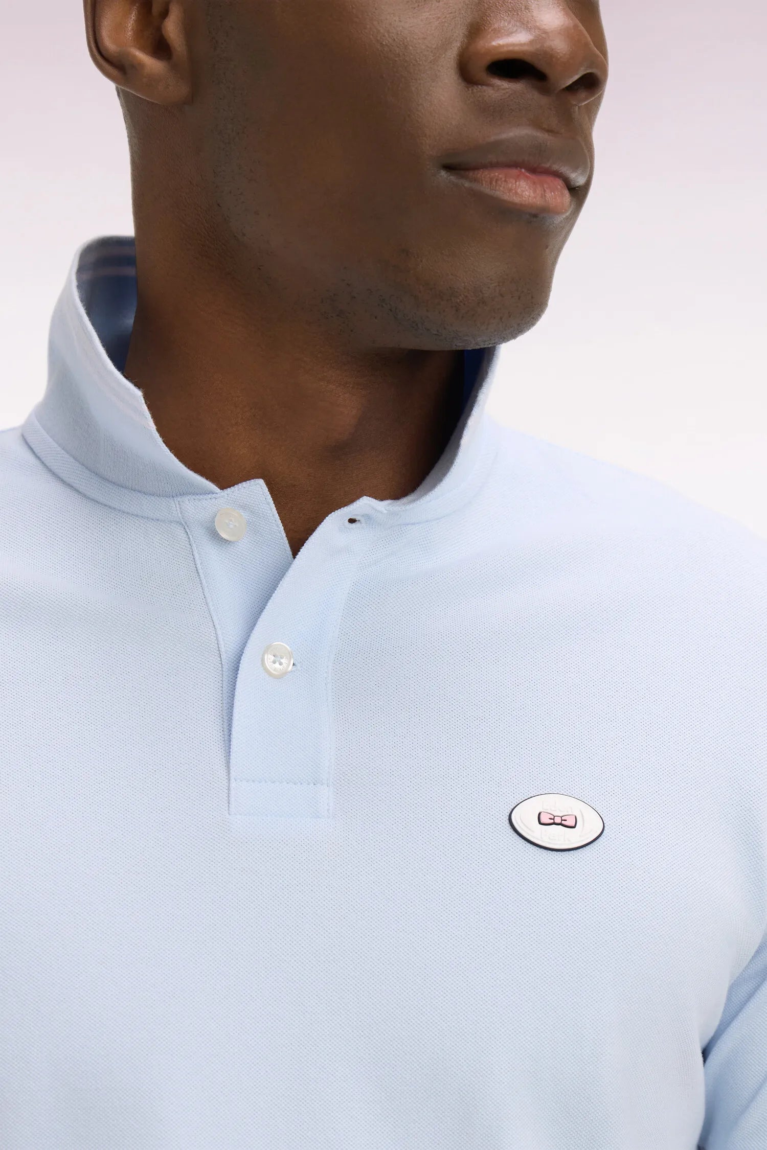 Eden Park 0 Men Short-Sleeved Polo Shirt in Sky Blue Cotton SKU: E26MAIPC0028_BLC25 Image 03