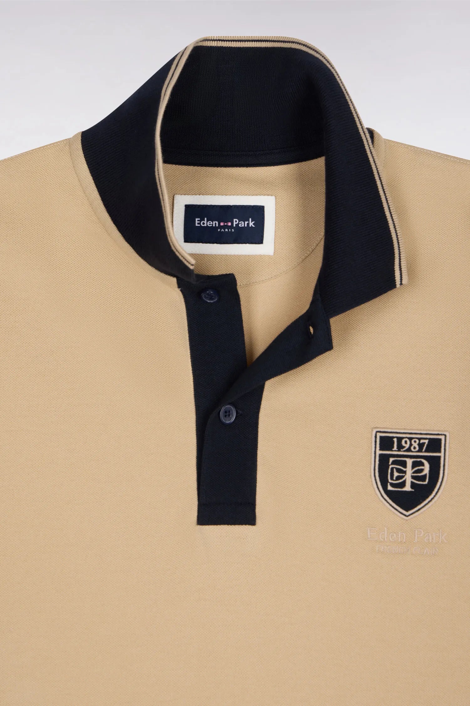Eden Park 0 Men Short-Sleeved Polo Shirt in Beige Cotton PiquŽ with Ep Logo SKU: E26MAIPC0040_BEC21 Image 06