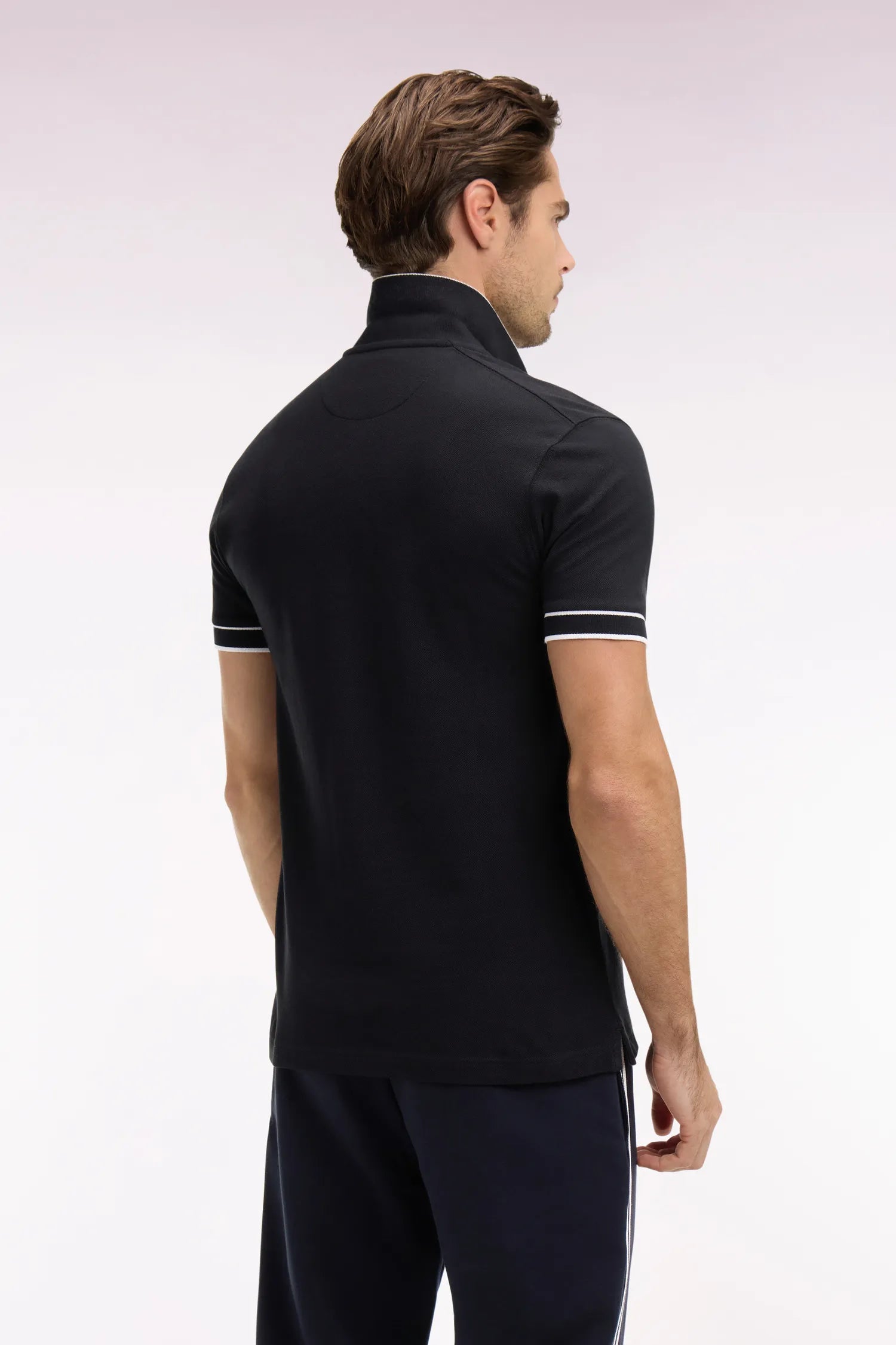 Eden Park 0 Men Short-Sleeved Polo Shirt in Black Cotton PiquŽ SKU: E26MAIPC0049_NO Image 04