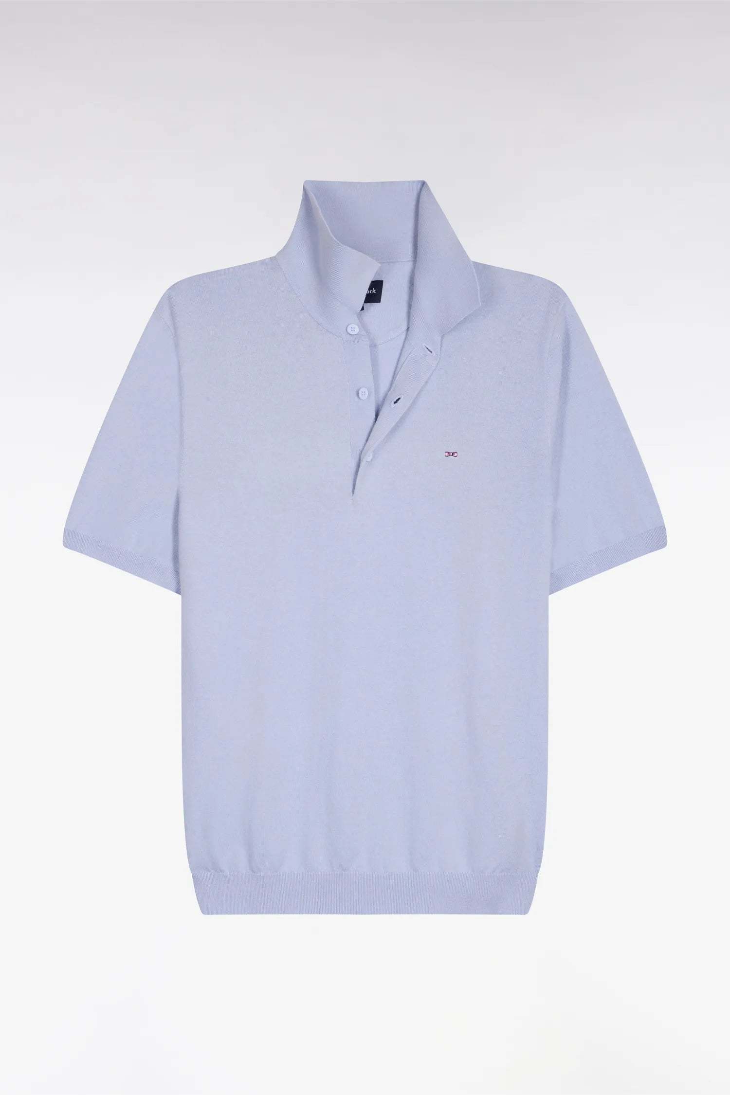 Eden Park 0 Men Sky Blue Short-Sleeved Polo-Neck Sweater in Cotton and Silk Blend SKU: E26MAIPU0004_BLC6 Image 05