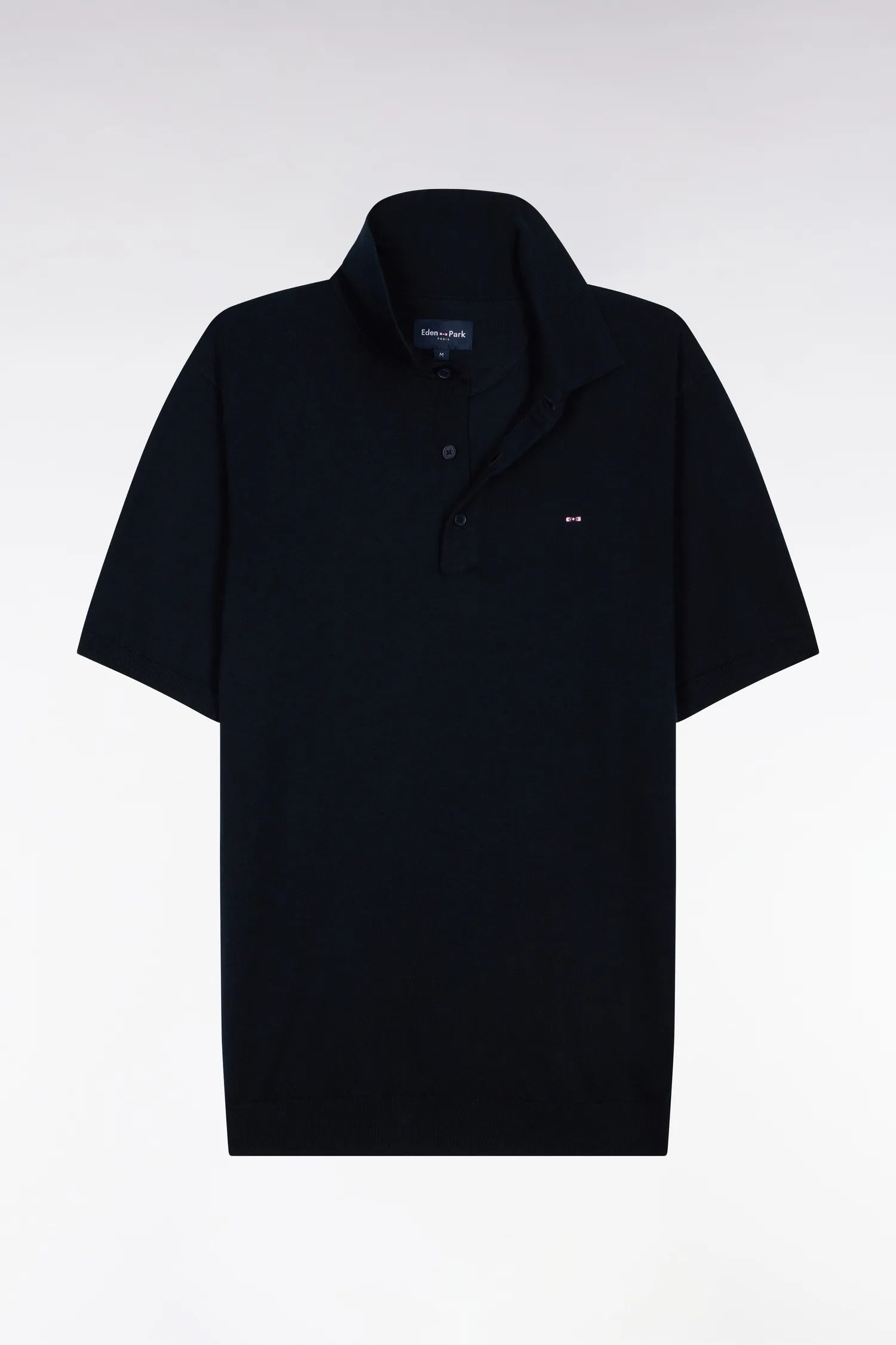 Eden Park 0 Men Navy Blue Short-Sleeved Polo Collar Sweater in Cotton and Silk Blend SKU: E26MAIPU0004_BLF Image 05