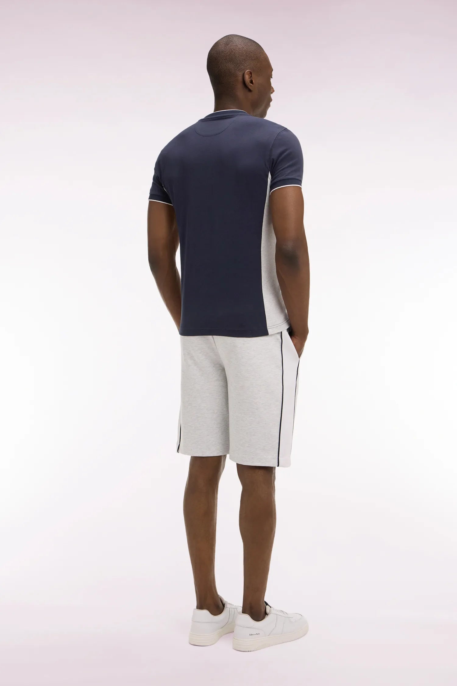 Eden Park Light Gray Men Grey and White Interlock Shorts with Cutouts SKU: E26MAISH0004_GRC7 Image 05