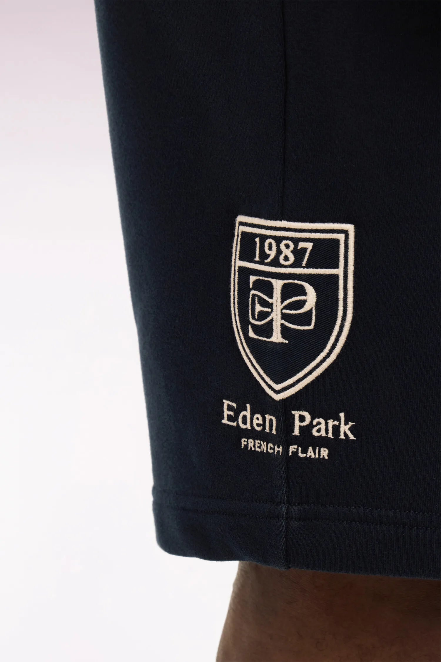 Eden Park Navy Blue Men Navy Cotton Fleece Shorts with Embroidered Patch SKU: E26MAISH0015_BLF Image 04