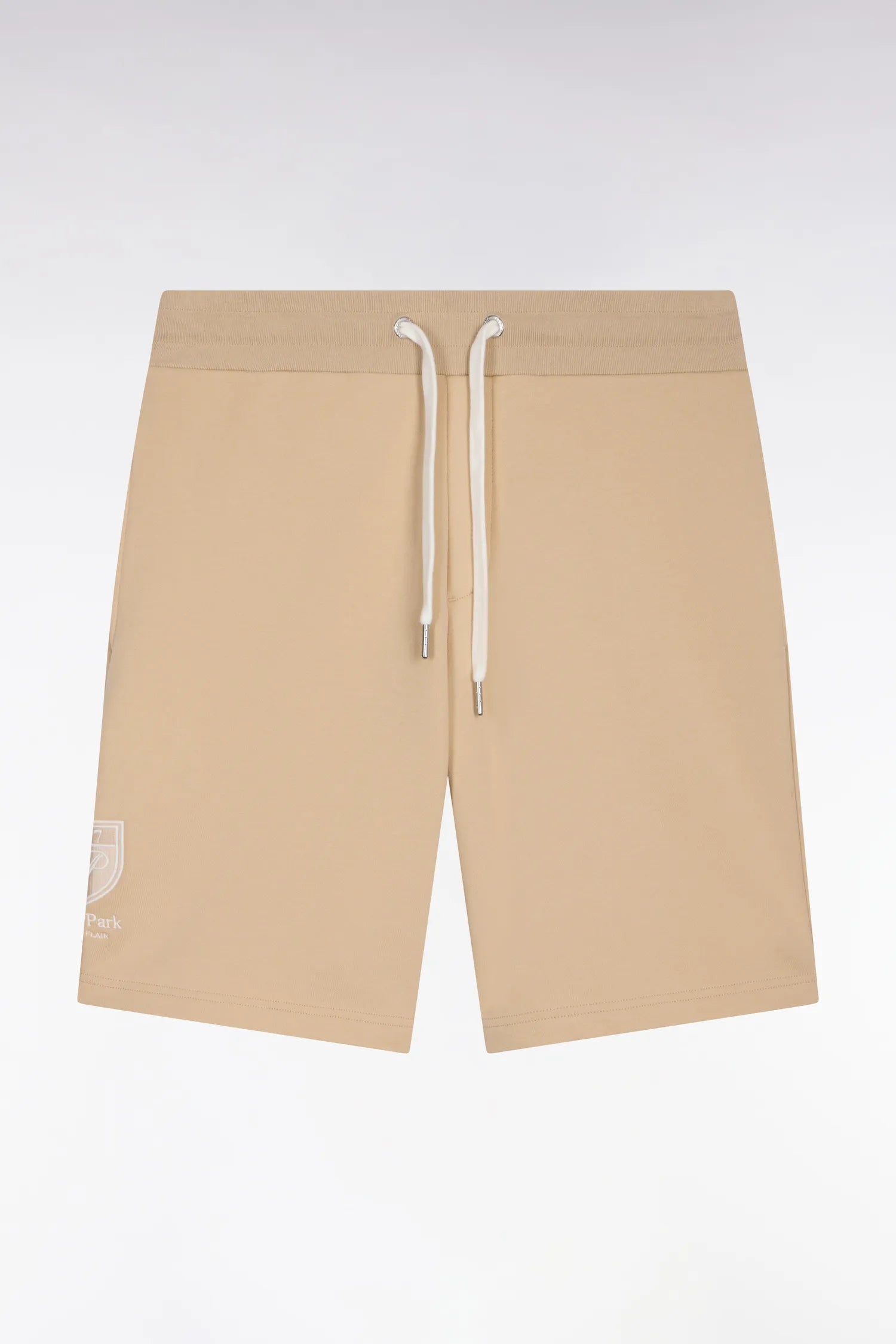 Eden Park Beige Men Beige Cotton Fleece Shorts with Coat of Arms Embroidery SKU: E26MAISH0016_BEC21 Image 02