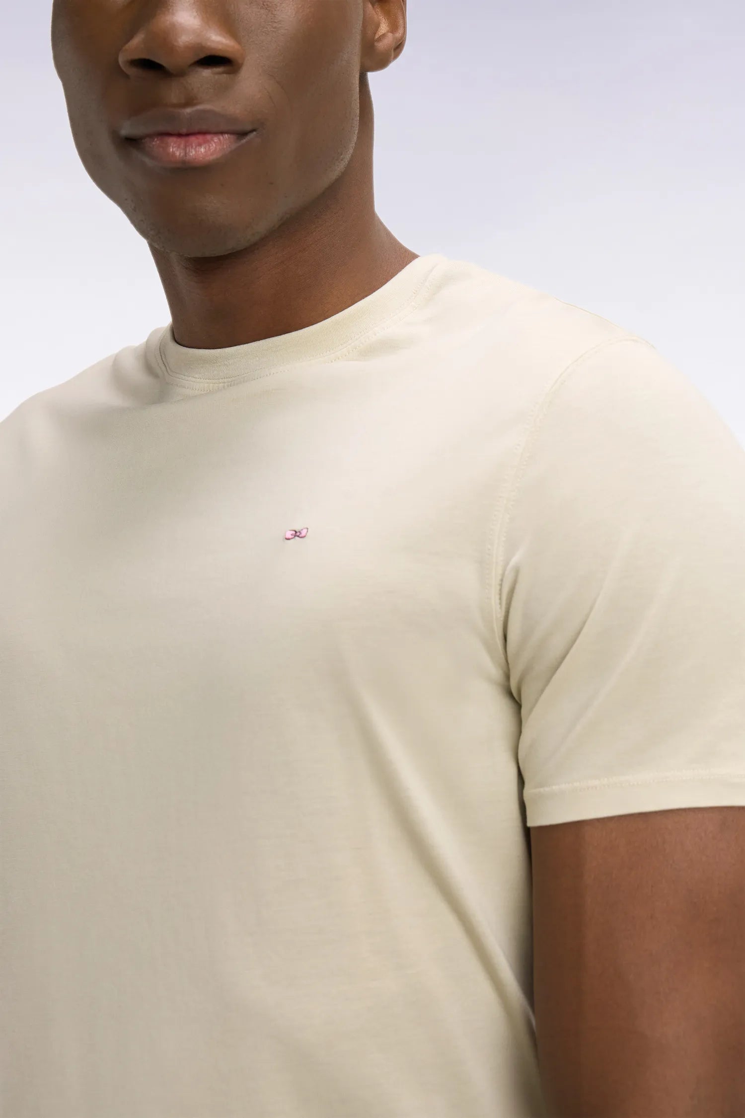 Eden Park Beige Men Regular Fit Beige Lyocell and Cotton Short-Sleeved T-Shirt SKU: E26MAITC0009_BEC18 Image 04