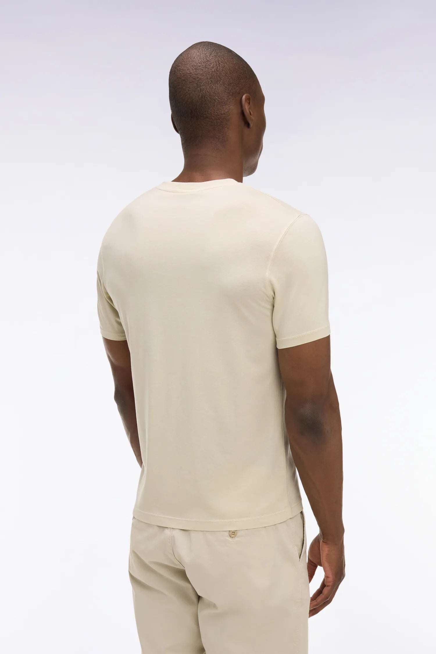 Eden Park Beige Men Regular Fit Beige Lyocell and Cotton Short-Sleeved T-Shirt SKU: E26MAITC0009_BEC18 Image 05