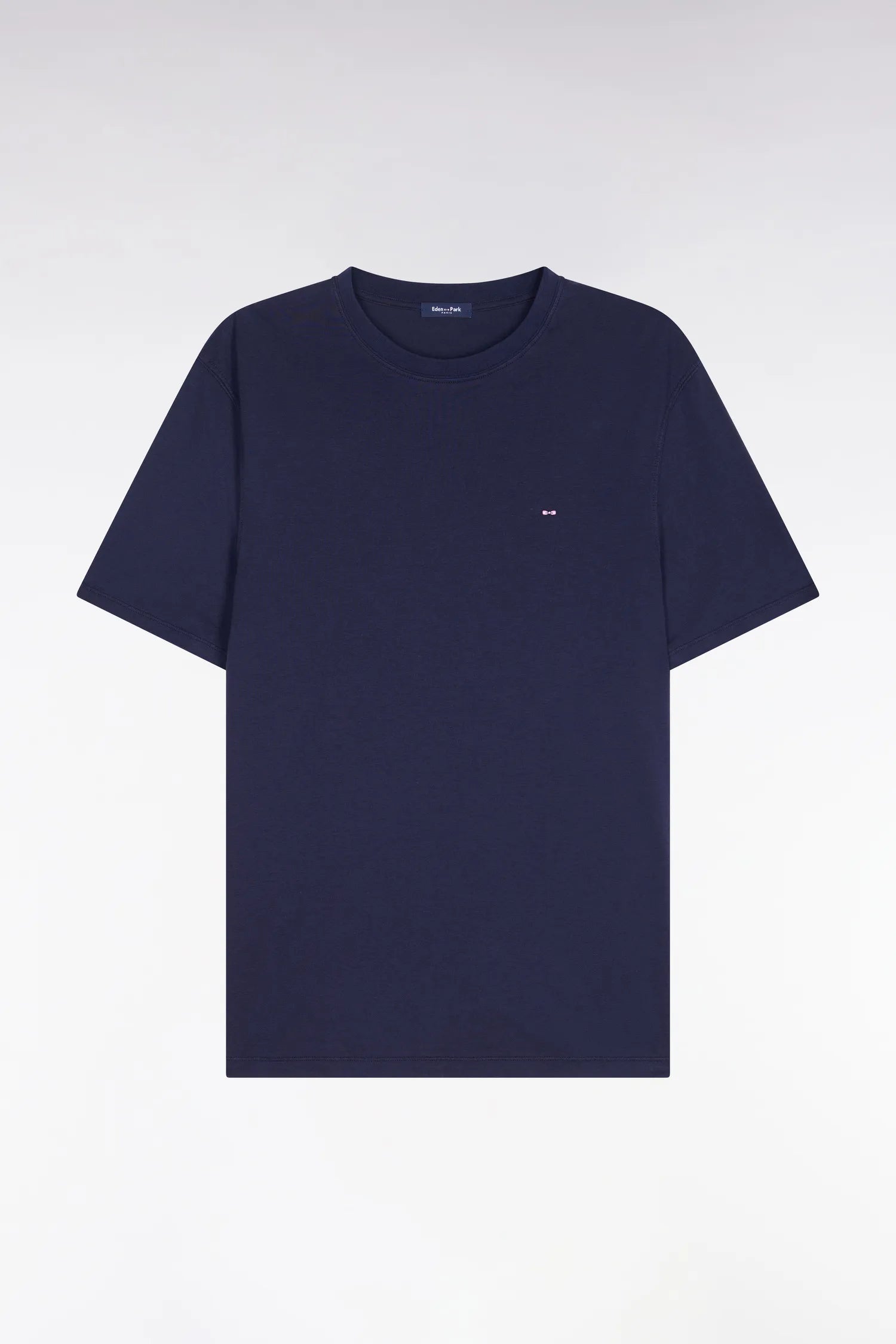 Eden Park Navy Blue Men Regular Fit Navy Blue Short-Sleeved T-Shirt in Lyocell and Cotton SKU: E26MAITC0009_BLF Image 02