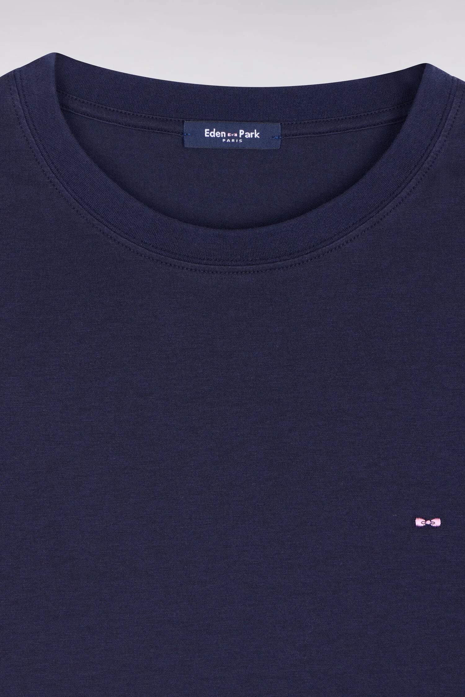 Eden Park Navy Blue Men Regular Fit Navy Blue Short-Sleeved T-Shirt in Lyocell and Cotton SKU: E26MAITC0009_BLF Image 06