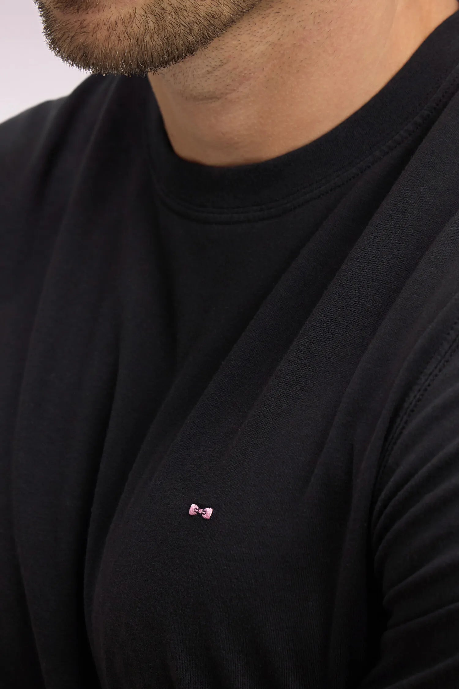 Eden Park Black Men Regular Fit Black Short-Sleeved T-Shirt in Lyocell and Cotton SKU: E26MAITC0009_NO Image 04