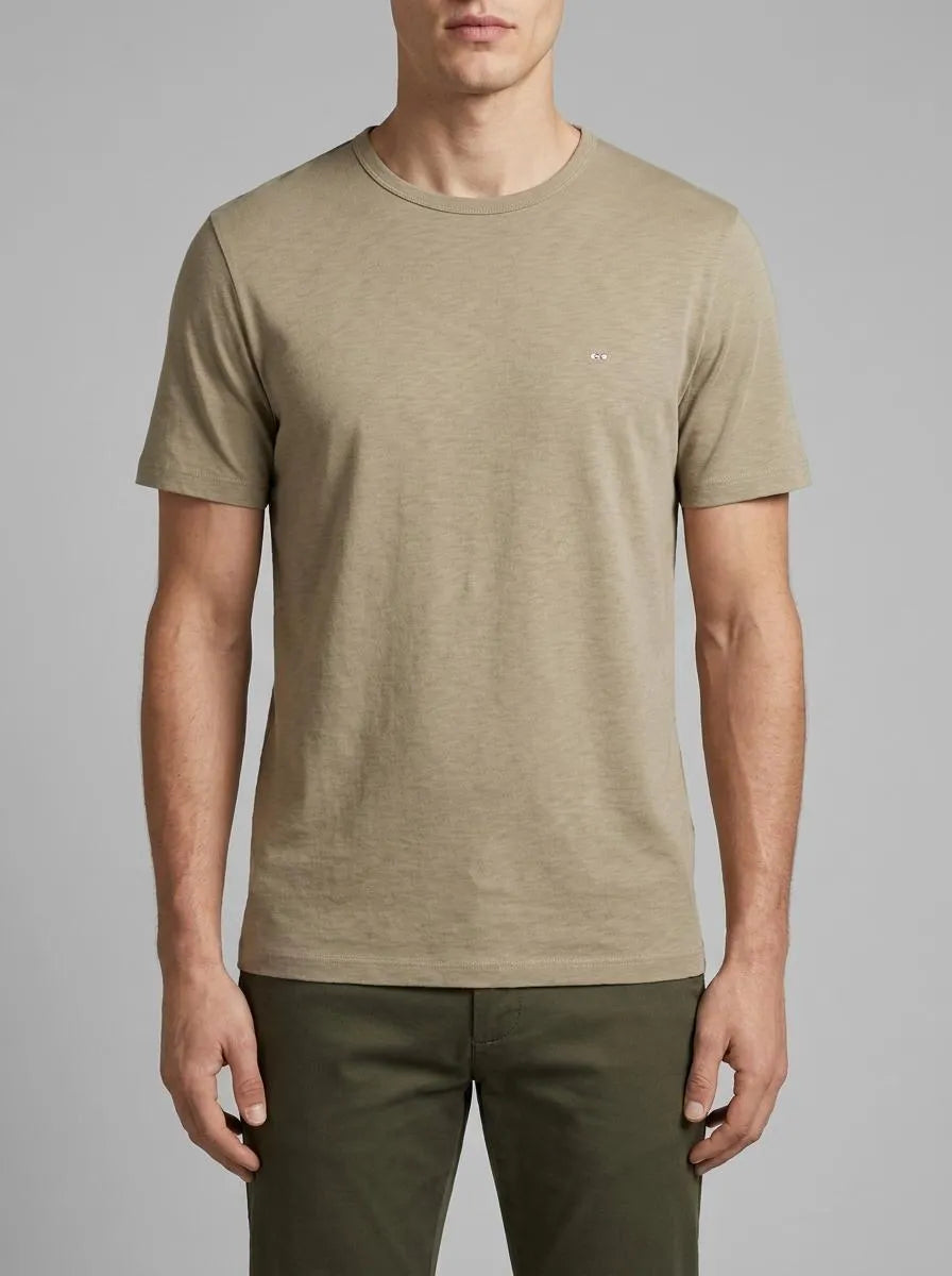 Eden Park 0 Men Short-Sleeved Khaki Cotton Jersey T-Shirt SKU: E26MAITC0010_BEF3 Image 00