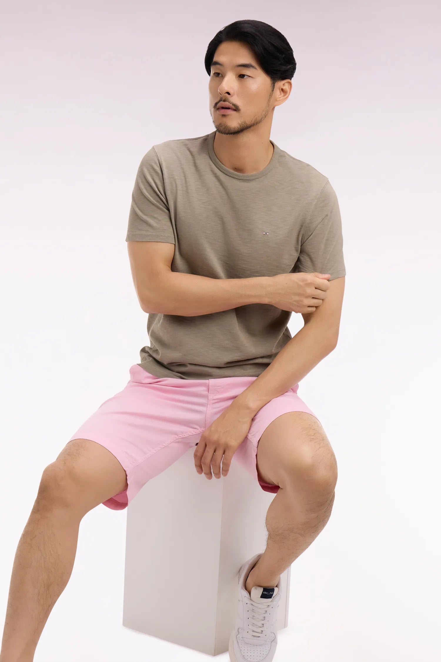 Eden Park 0 Men Short-Sleeved Khaki Cotton Jersey T-Shirt SKU: E26MAITC0010_BEF3 Image 02
