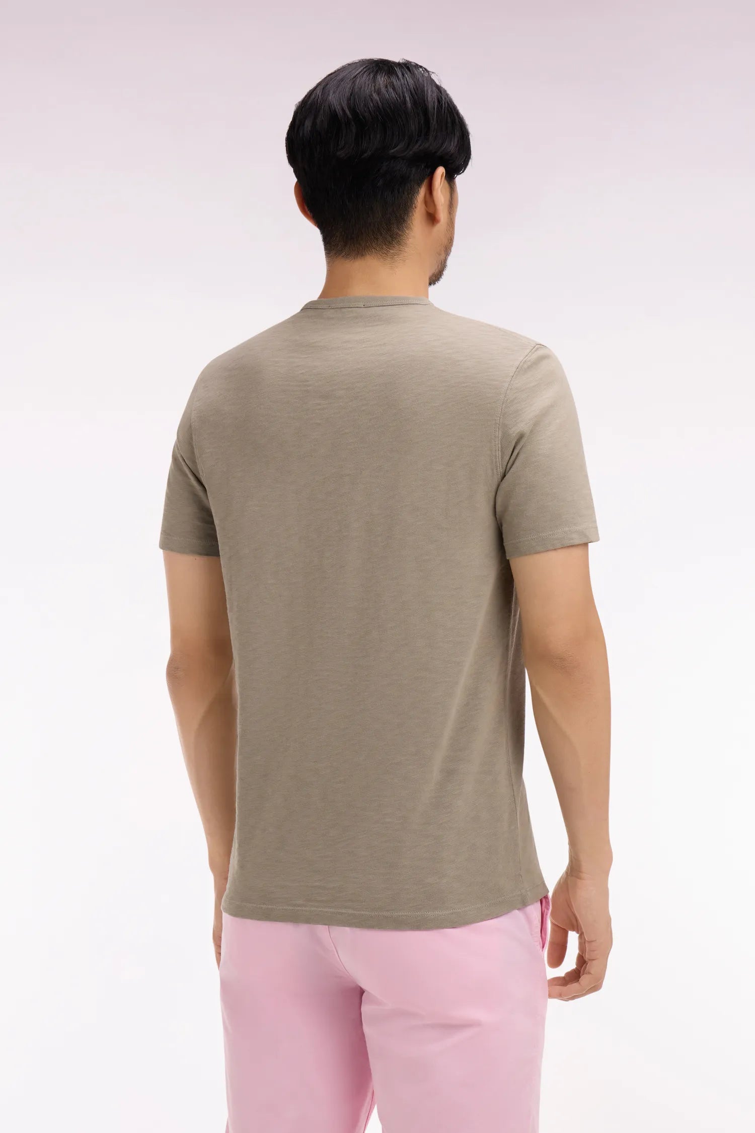 Eden Park 0 Men Short-Sleeved Khaki Cotton Jersey T-Shirt SKU: E26MAITC0010_BEF3 Image 04