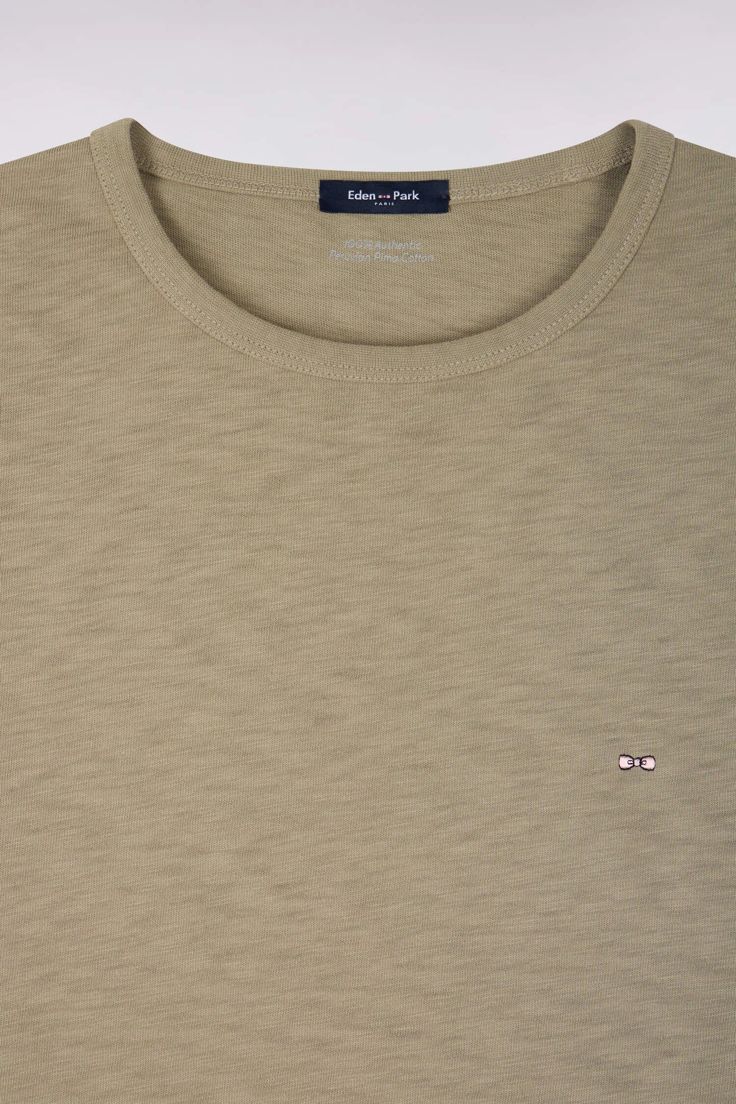 Eden Park 0 Men Short-Sleeved Khaki Cotton Jersey T-Shirt SKU: E26MAITC0010_BEF3 Image 06