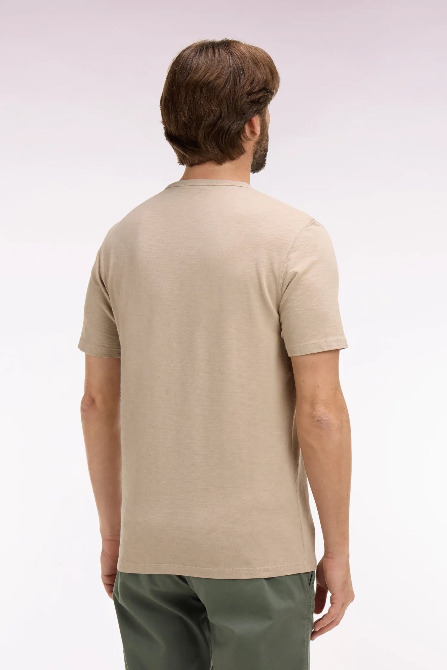 Eden Park 0 Men Short-Sleeved T-Shirt in Beige Slub Cotton Jersey SKU: E26MAITC0010_BEM31 Image 04