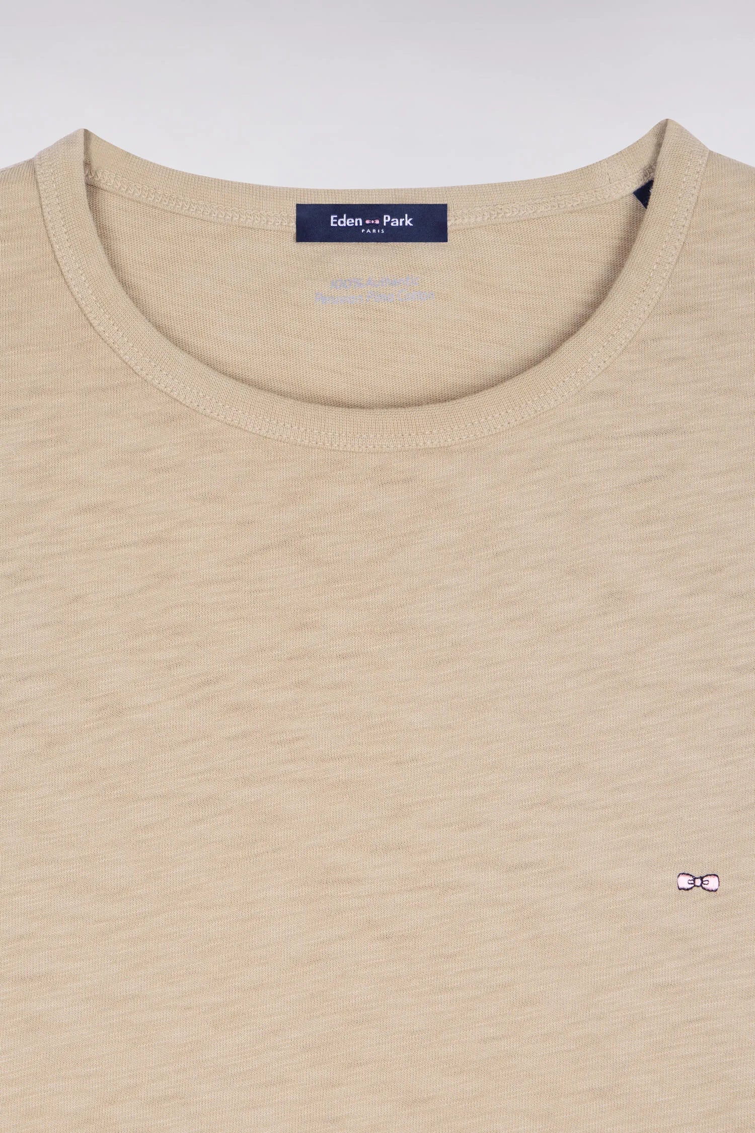 Eden Park 0 Men Short-Sleeved T-Shirt in Beige Slub Cotton Jersey SKU: E26MAITC0010_BEM31 Image 06