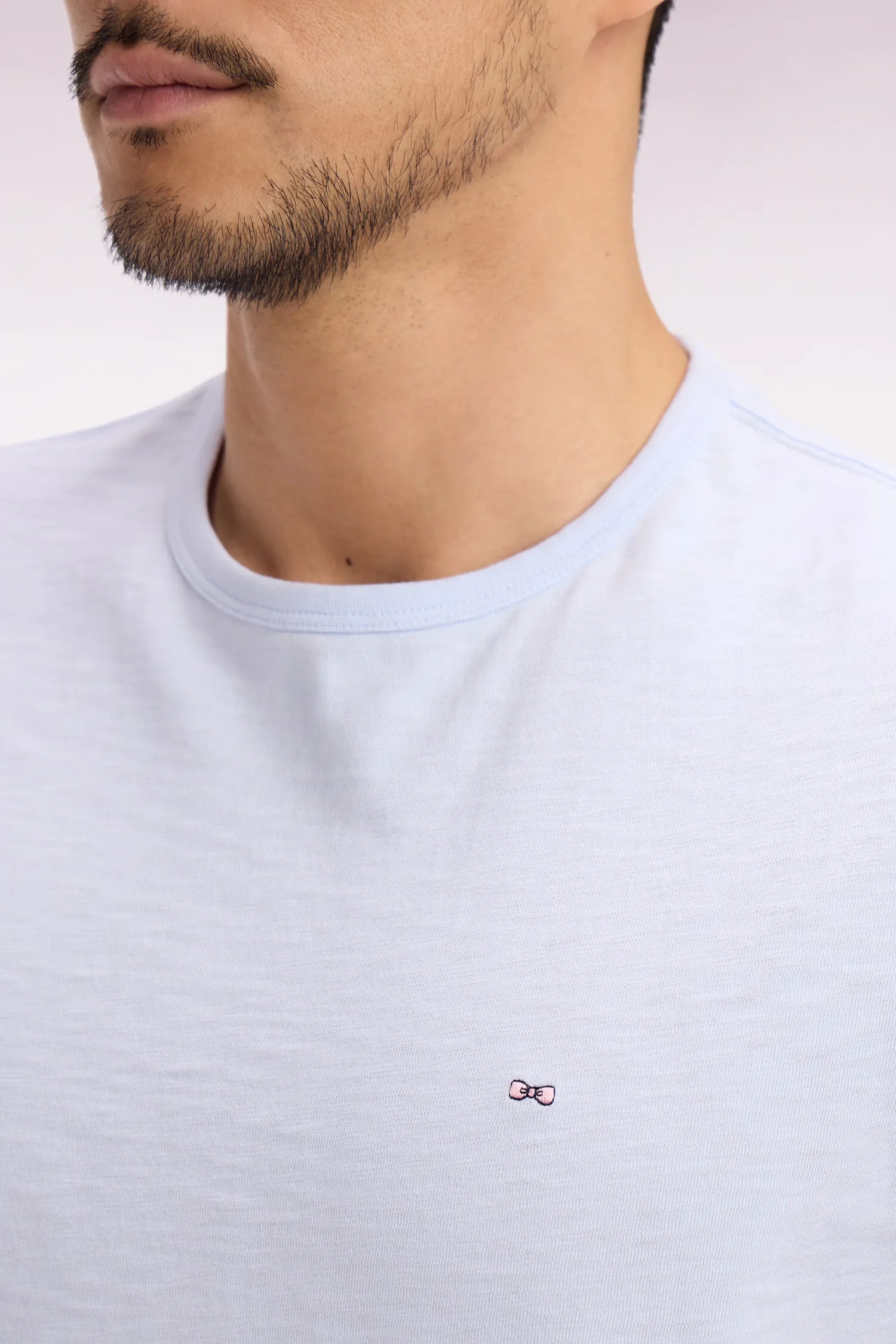 Eden Park 0 Men Short-Sleeved T-Shirt in Slub Sky Blue Cotton Jersey SKU: E26MAITC0010_BLC25 Image 03