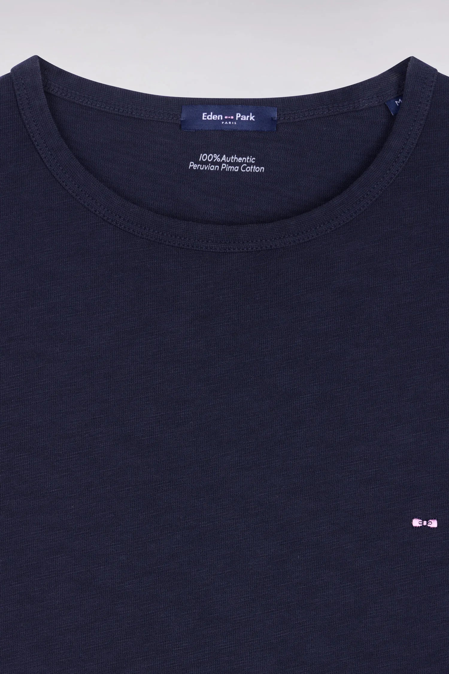 Eden Park 0 Men Short-Sleeved T-Shirt in Navy Slub Cotton Jersey SKU: E26MAITC0010_BLF Image 06