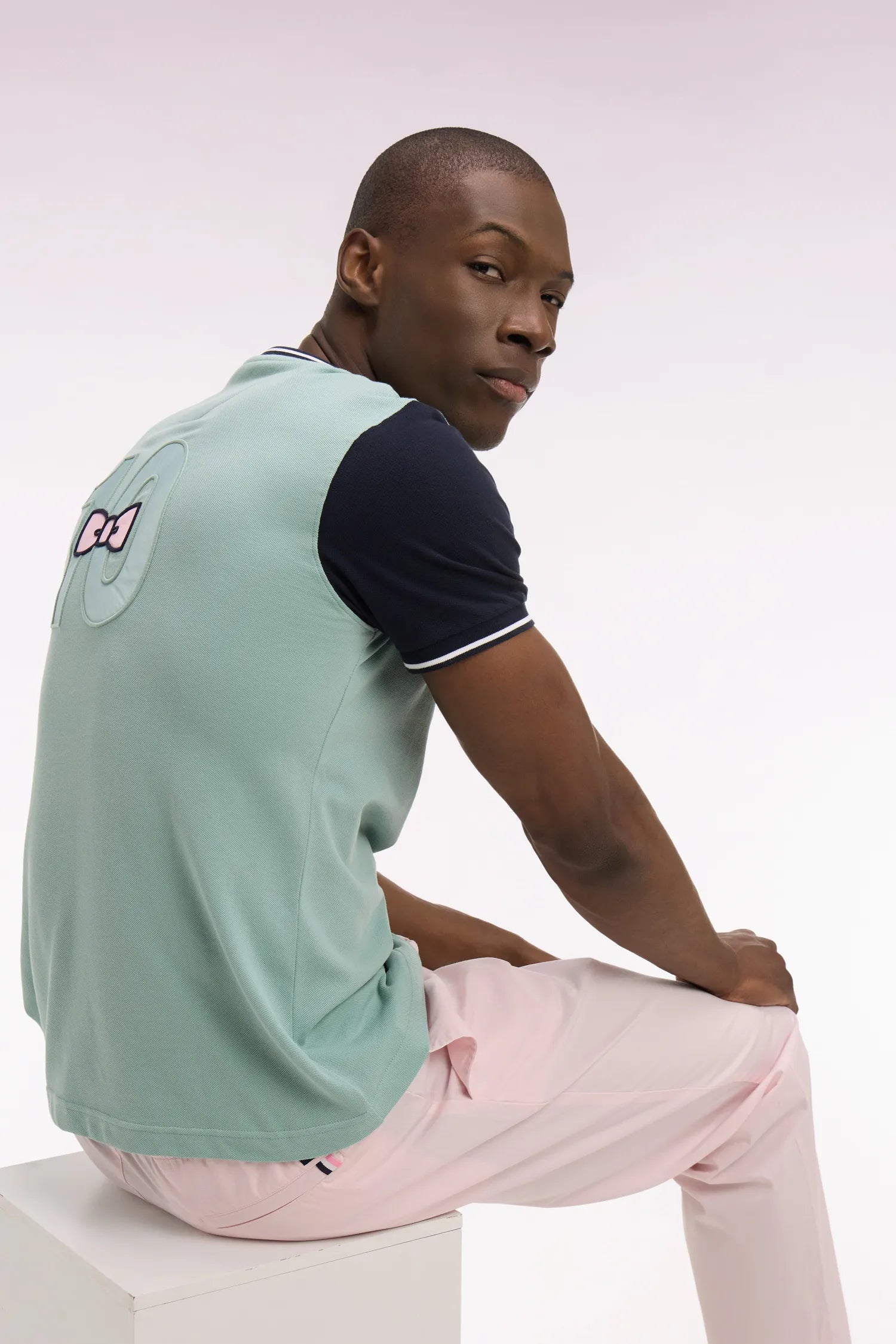 Eden Park Light Green Men Short-Sleeved Regular Fit Light Green Cotton T-Shirt with Embroidery SKU: E26MAITC0023_VEM39 Image 03
