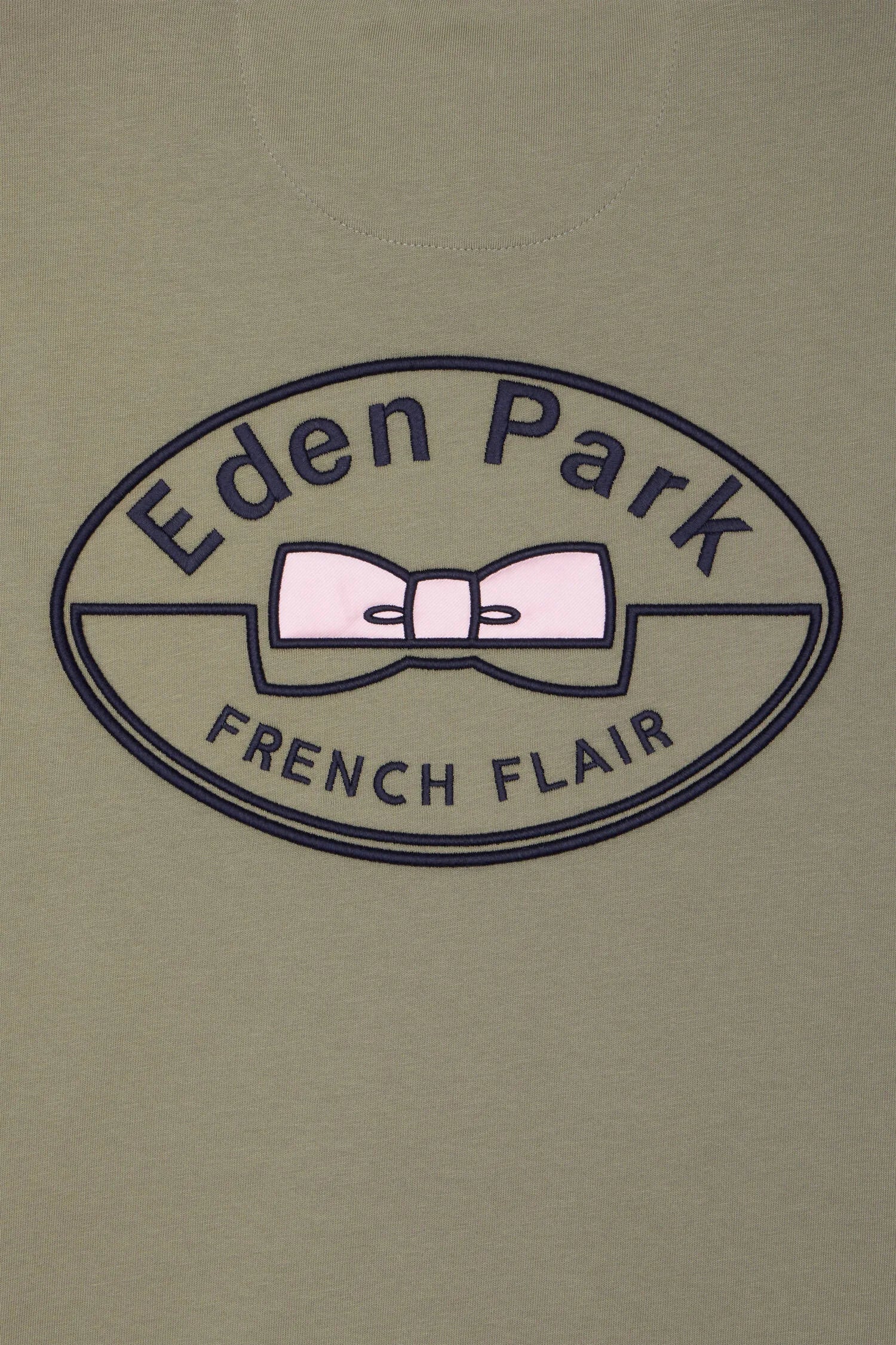Eden Park Khaki Men Regular Fit Short-Sleeved Khaki Embroidered Cotton T-Shirt SKU: E26MAITC0029_BEF3 Image 06