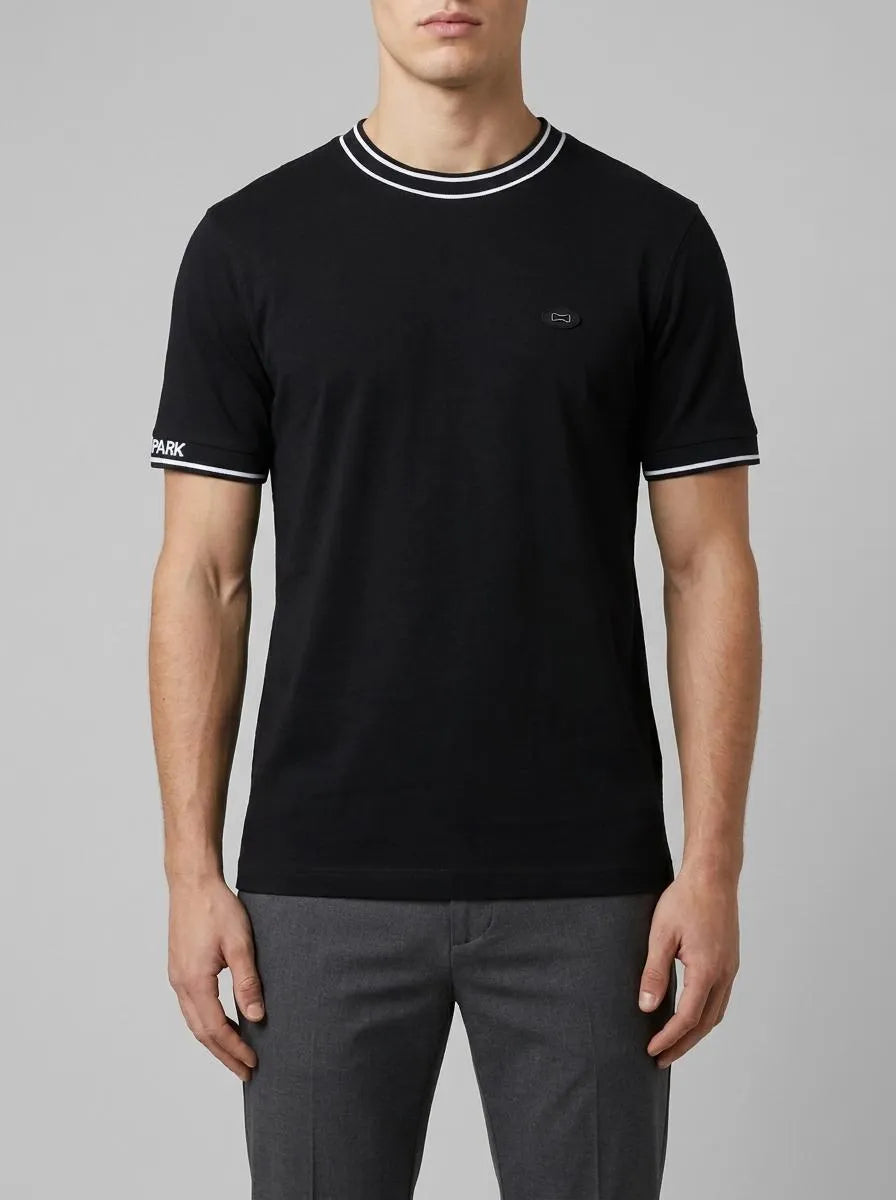 Eden Park 0 Men Eden Park Black Jacquard Cotton Short-Sleeved T-Shirt SKU: E26MAITC0045_NO Image 00
